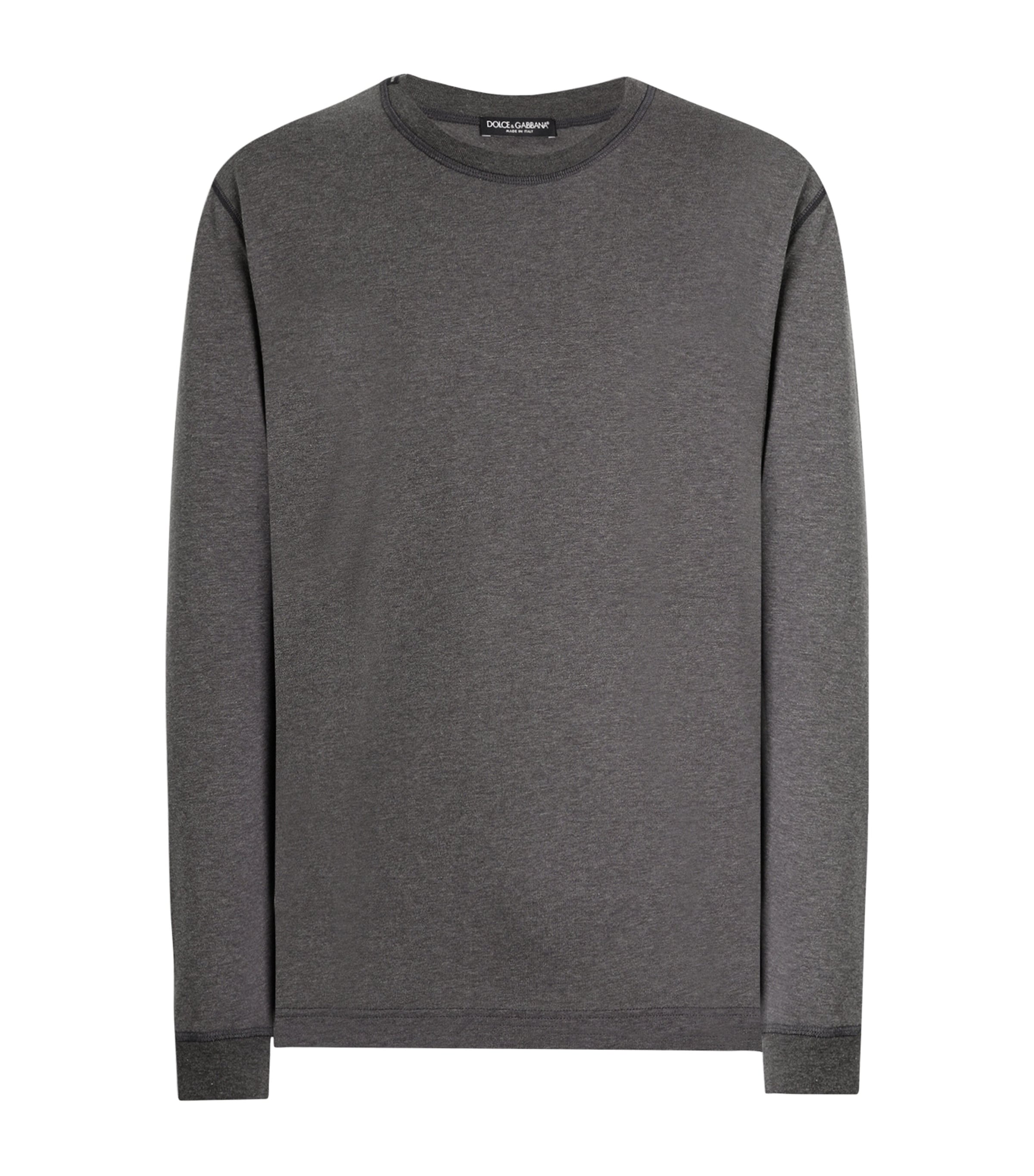 Cotton Long-Sleeve T-Shirt S8292-MELANGE GREY Image 1