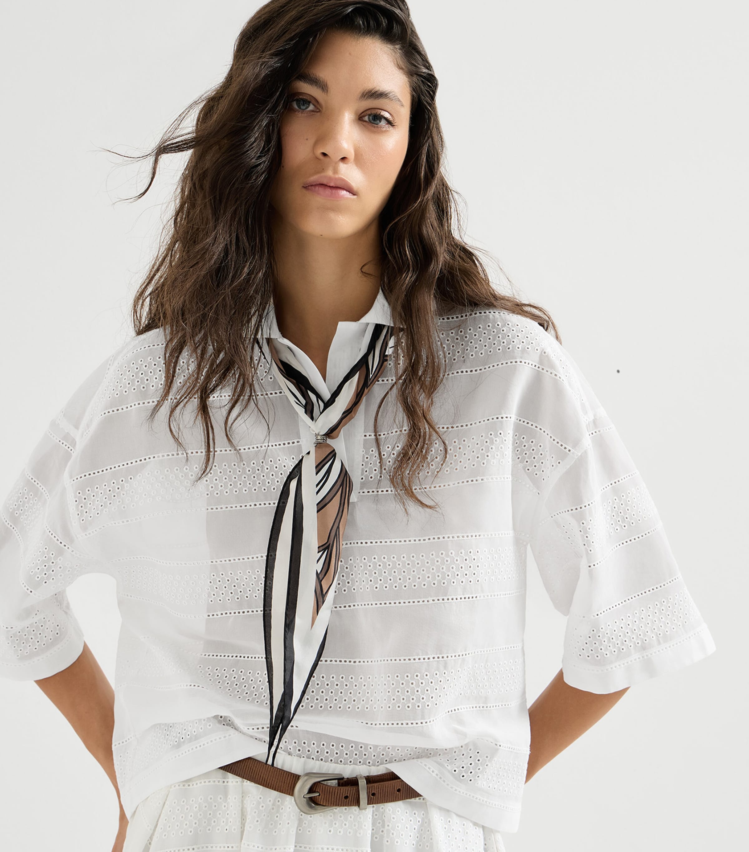 Brunello Cucinelli Womens Cotton Broderie Anglaise Top Image 4