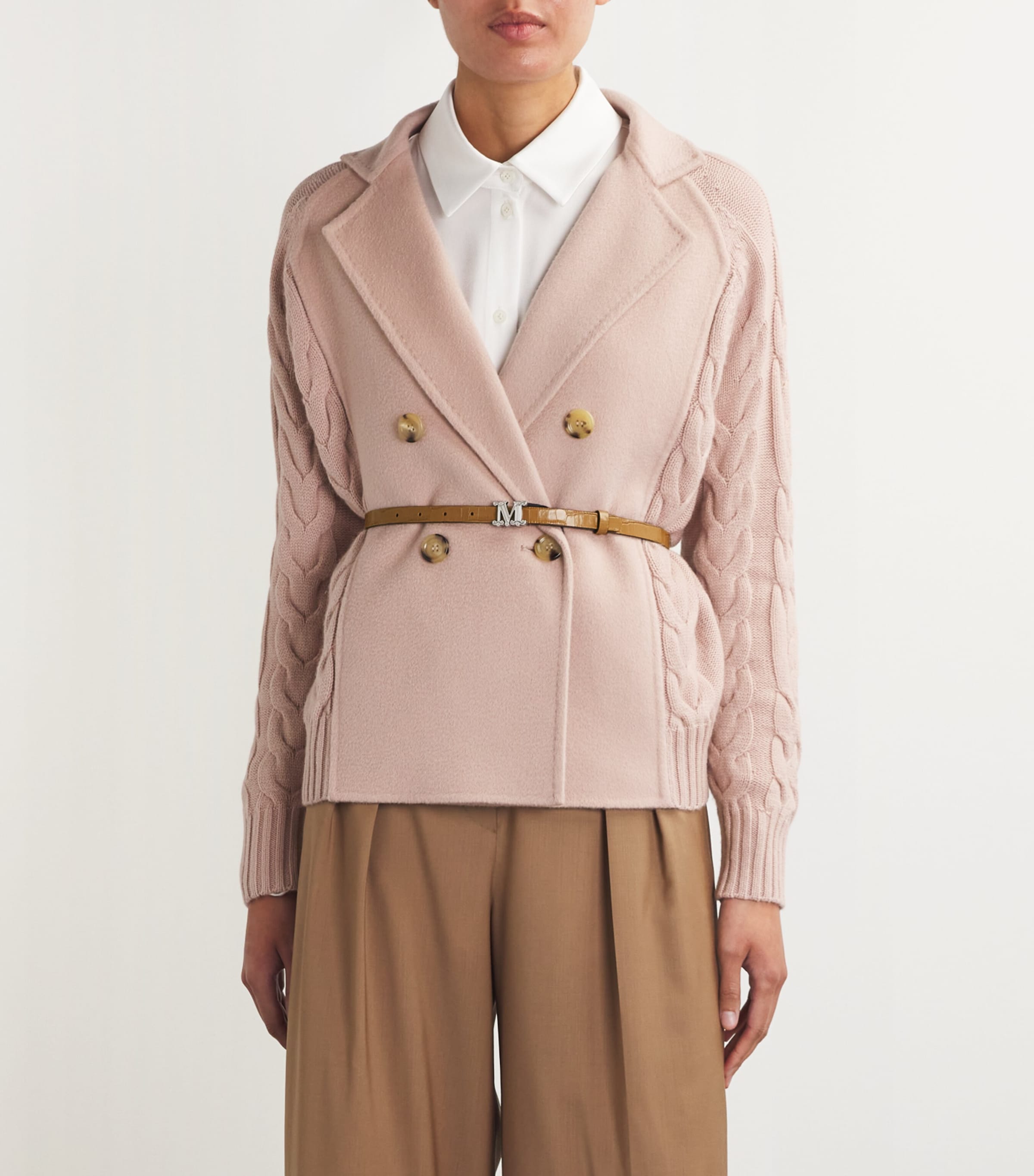 Croc-Print Monogram Belt CAMEL Image 3