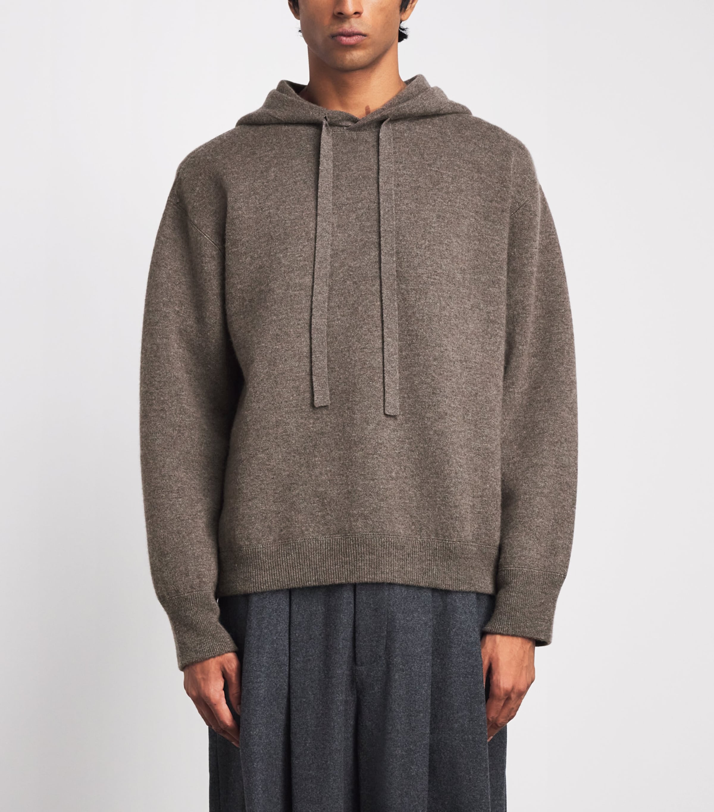 Studio Nicholson Mens Wool-Cashmere Cope Knitted Hoodie Mouse Image 4