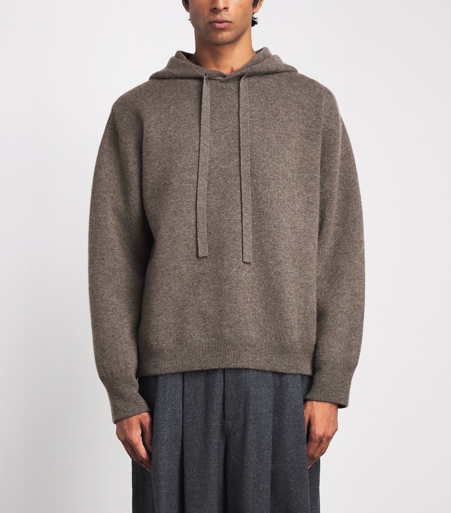 Studio Nicholson Mens Wool-Cashmere Cope Knitted Hoodie Mouse Image 4