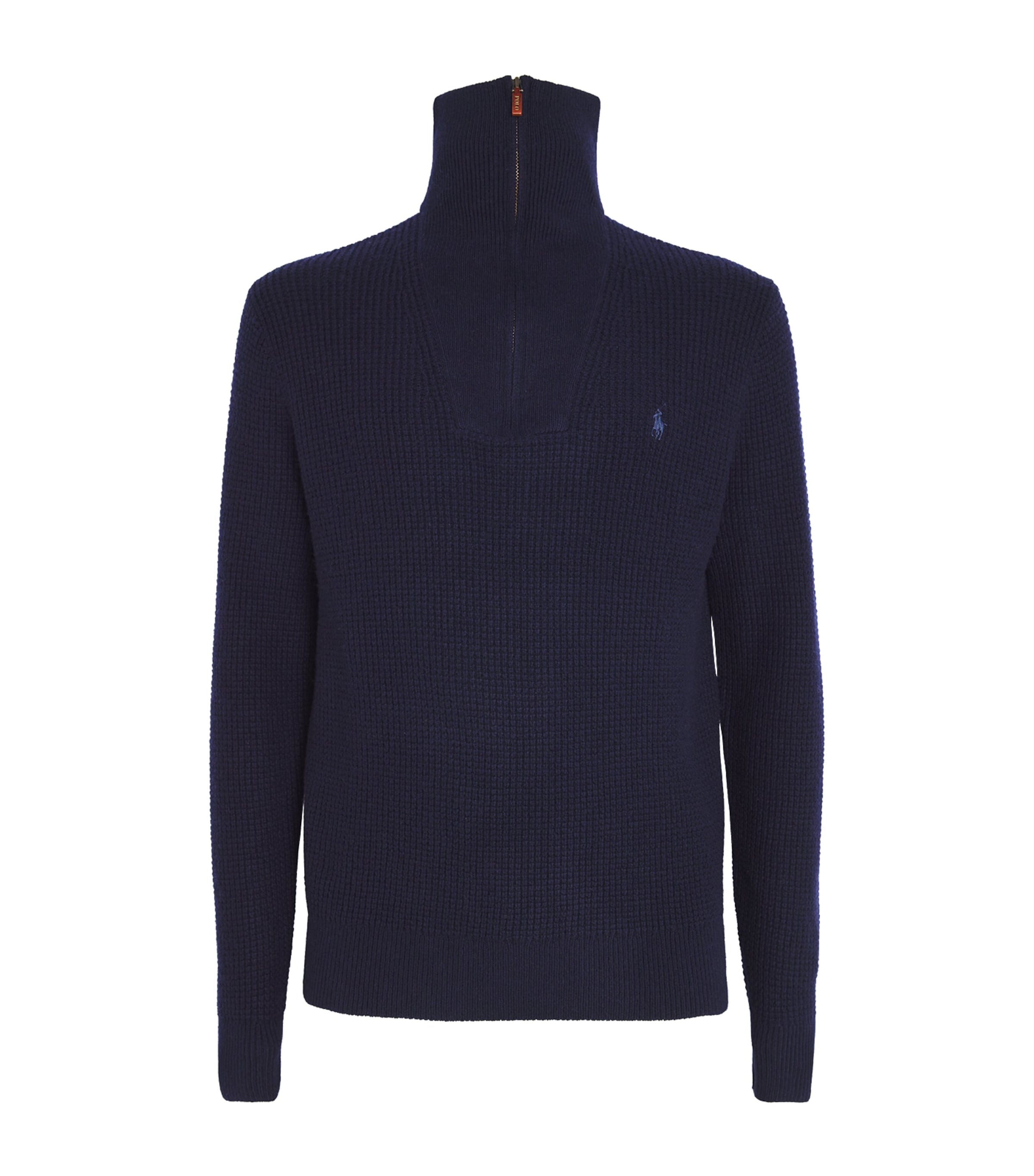 Polo Ralph Lauren Wool-cotton Quarter-zip Sweater In Navy