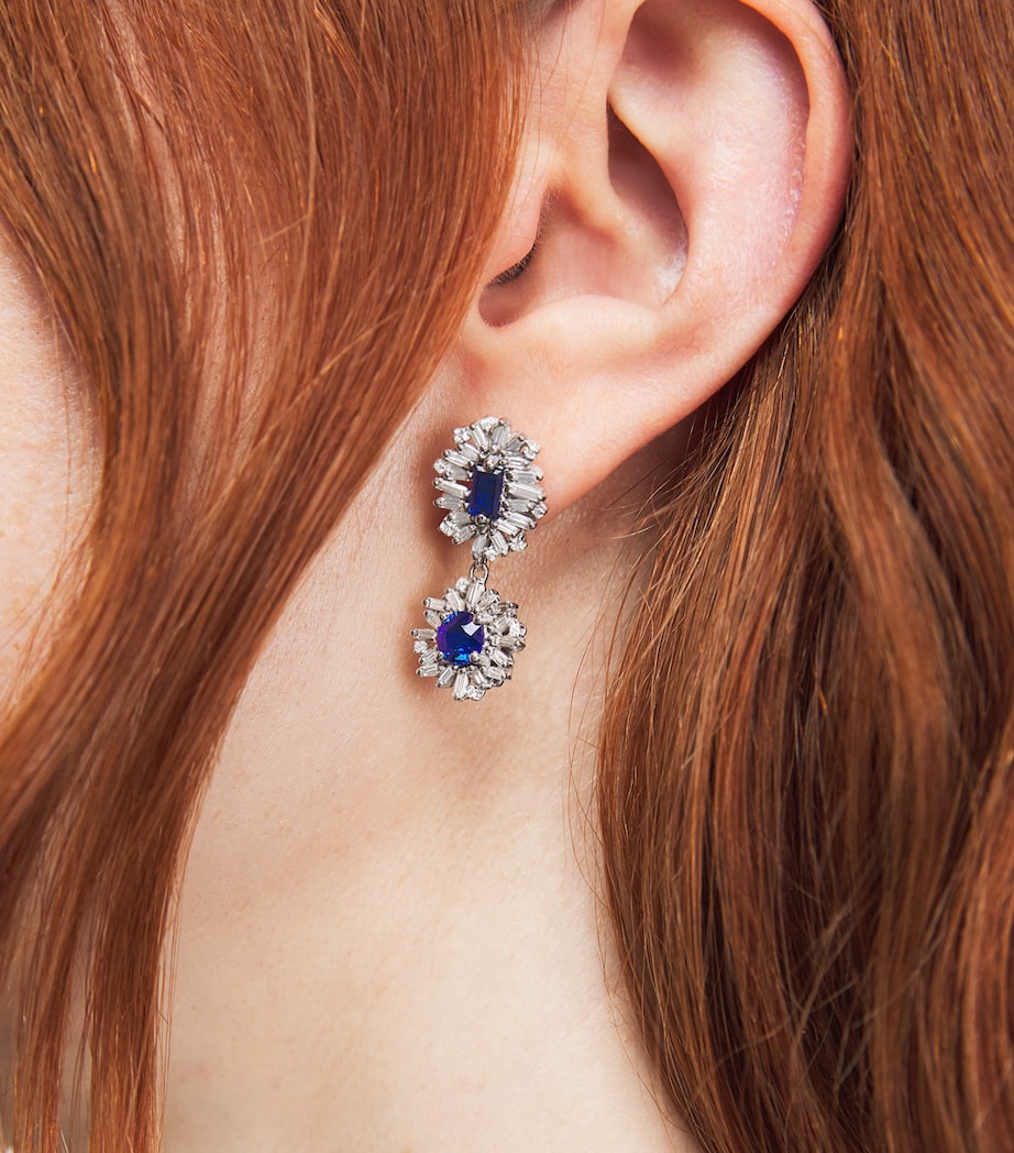 Suzanne Kalan White Gold, Diamond and Blue Sapphire One of a Kind Drop Earrings Wg/db Image 2