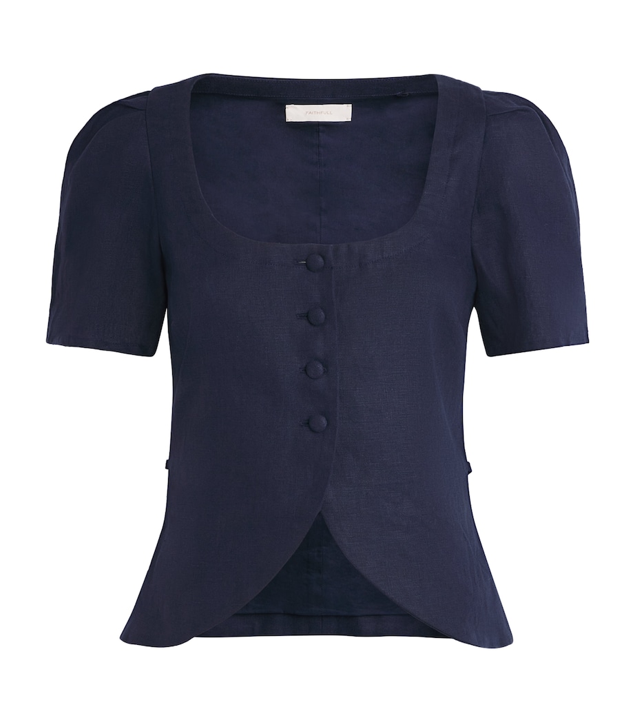 Faithfull The Brand Womens Linen Emma Vest Navy Image 1