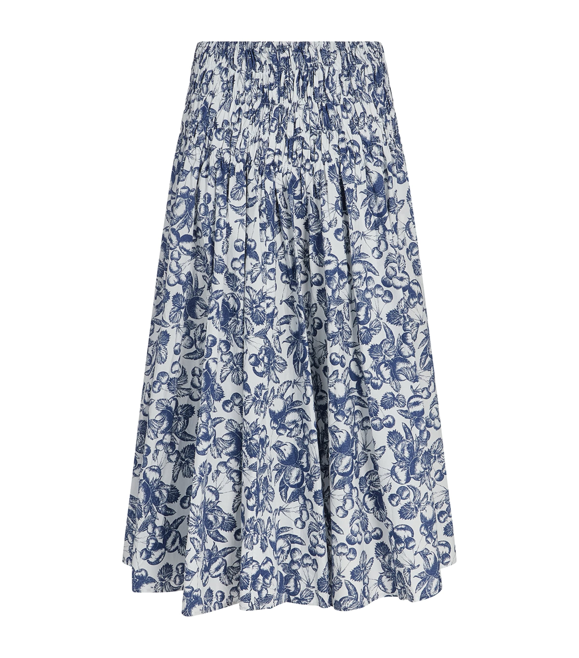 Maje Cotton Fruit Print Maxi Skirt In Blue