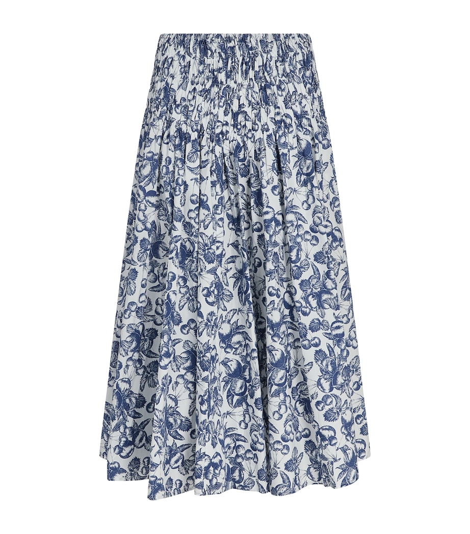 Cotton Fruit Print Maxi Skirt BLUE FRUITS PRINT Image 1