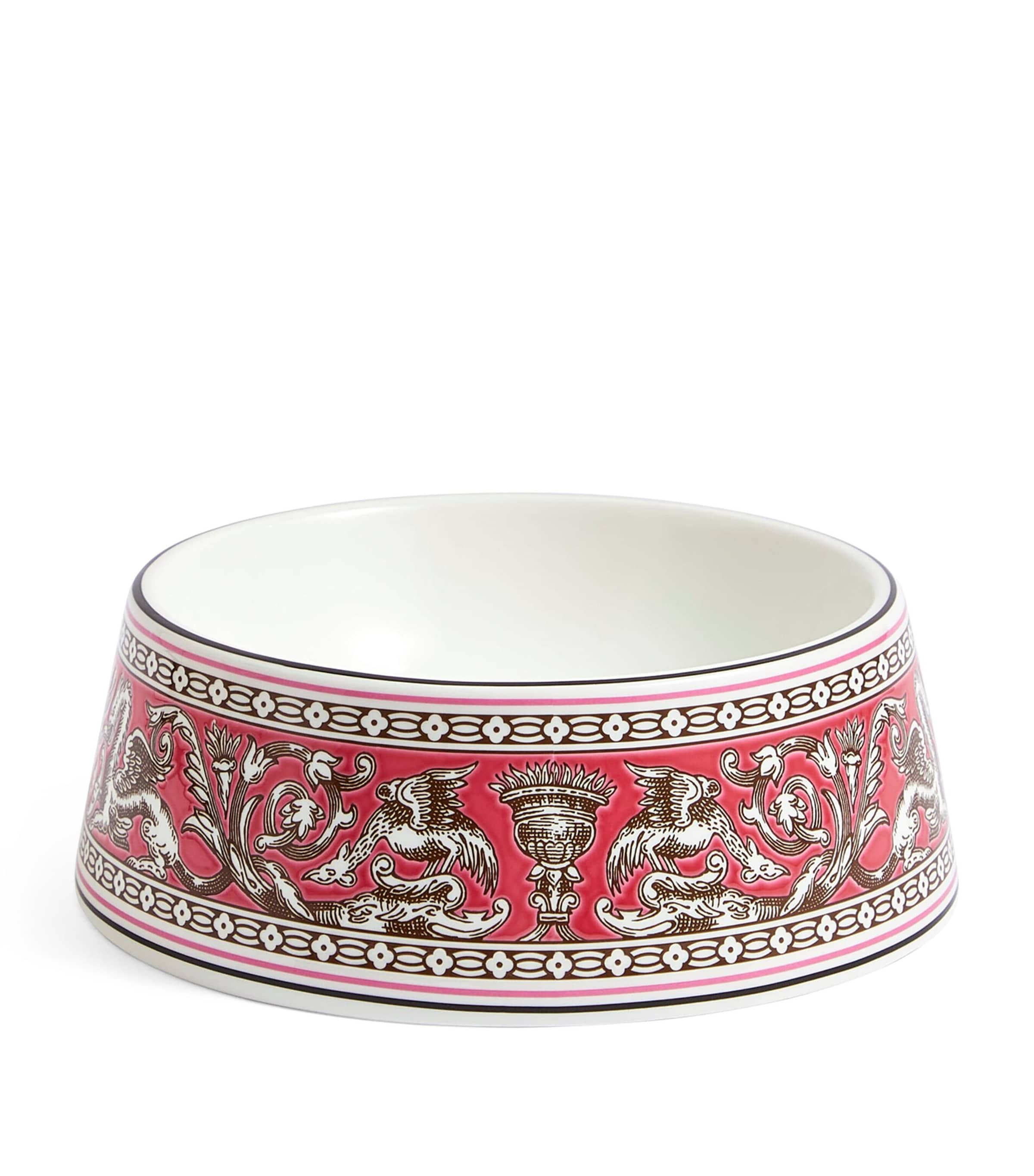 Wedgwood Bone China Florentine Pet Bowl In Pink