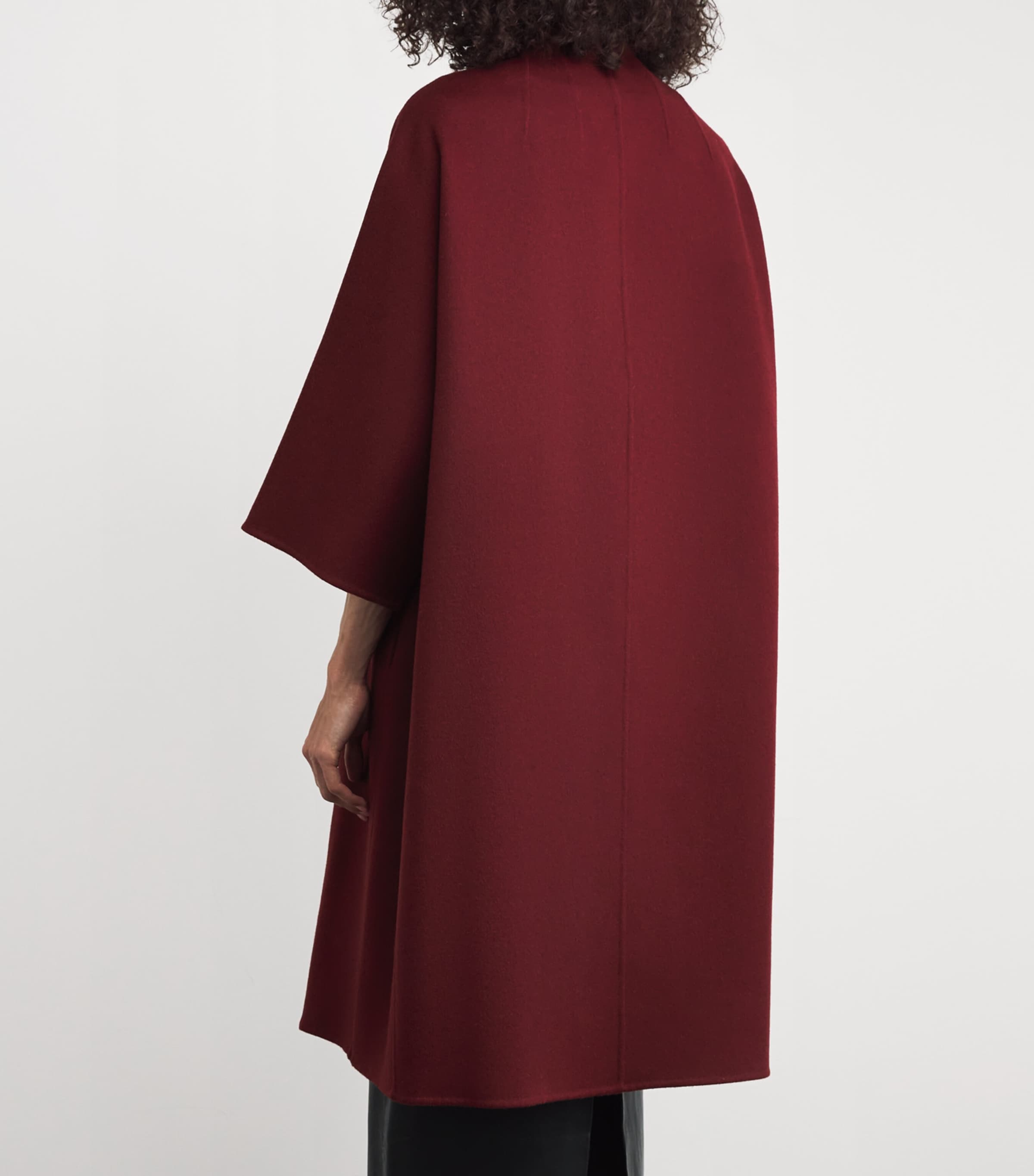 Cashmere Cape Coat DARK RED Image 4