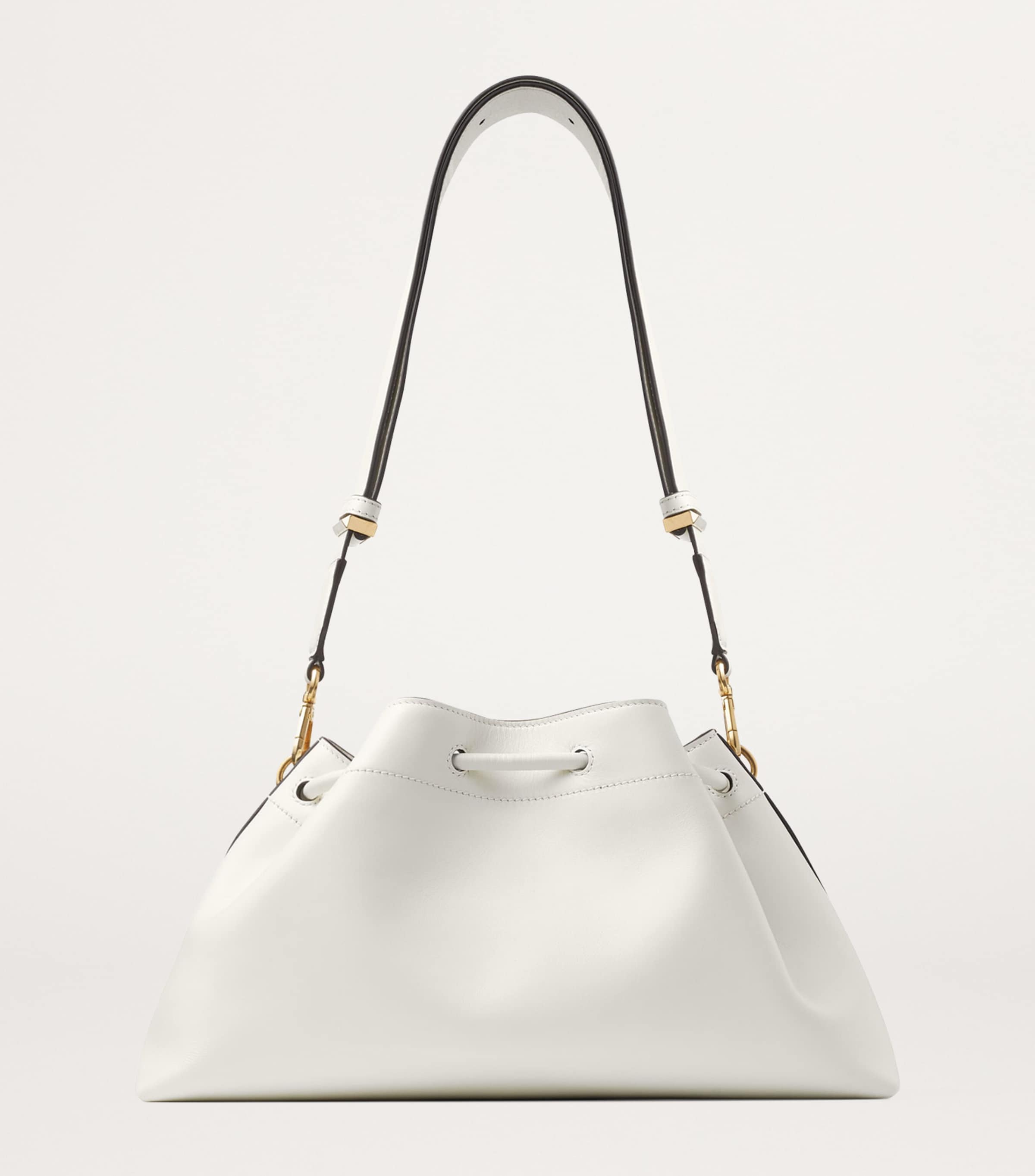 Medium Leather Cinch Shoulder Bag LATTE/GOLD Image 4