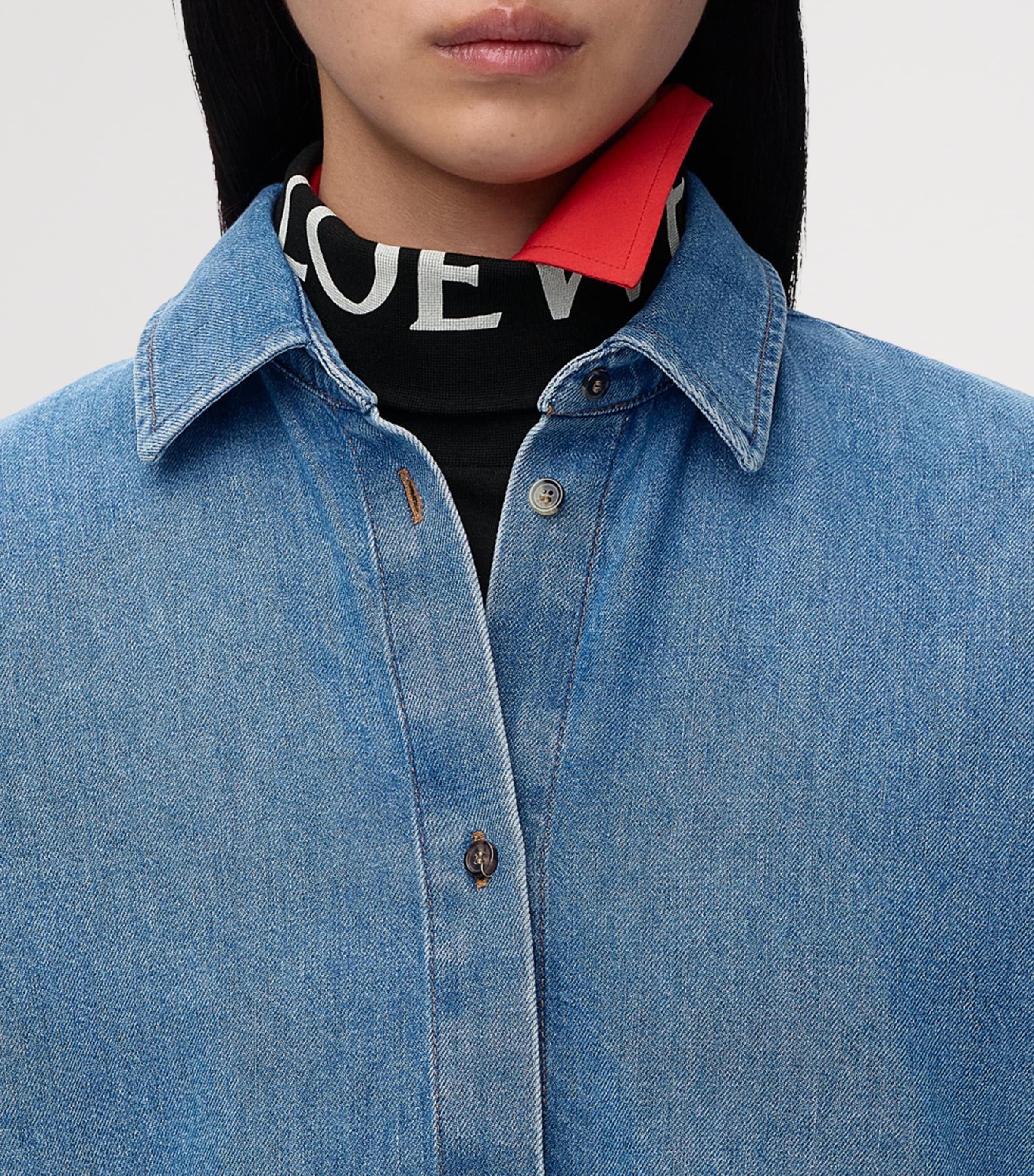 LOEWE Womens Oversized Denim Shirt Light Blue Image 5