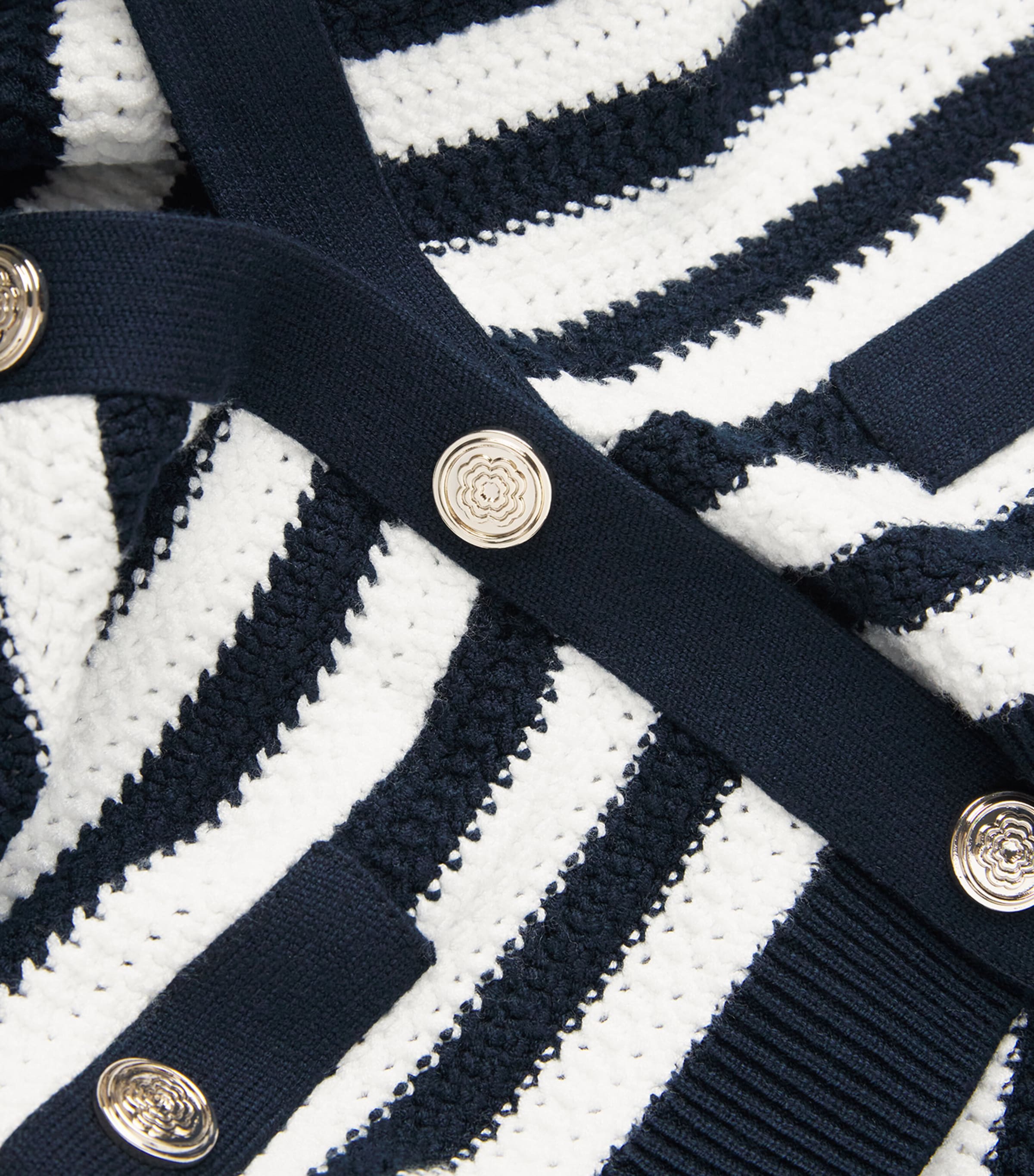Cropped Stripe Cardigan WHITE/NAVY Image 5
