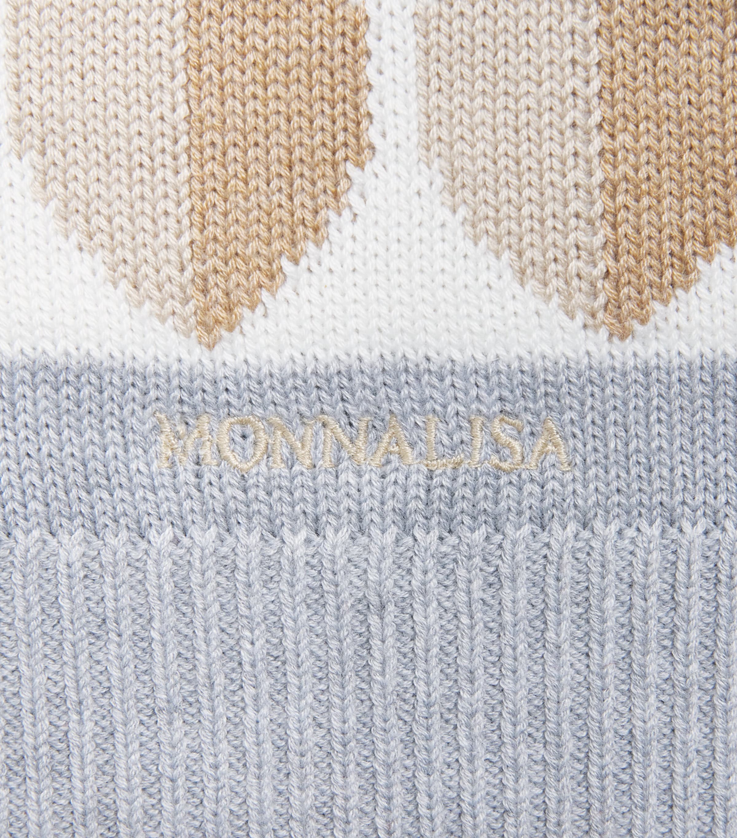 Monnalisa Stripe Teddy Bear Sweater (2-12 Years) Grigio+cammello Image 3