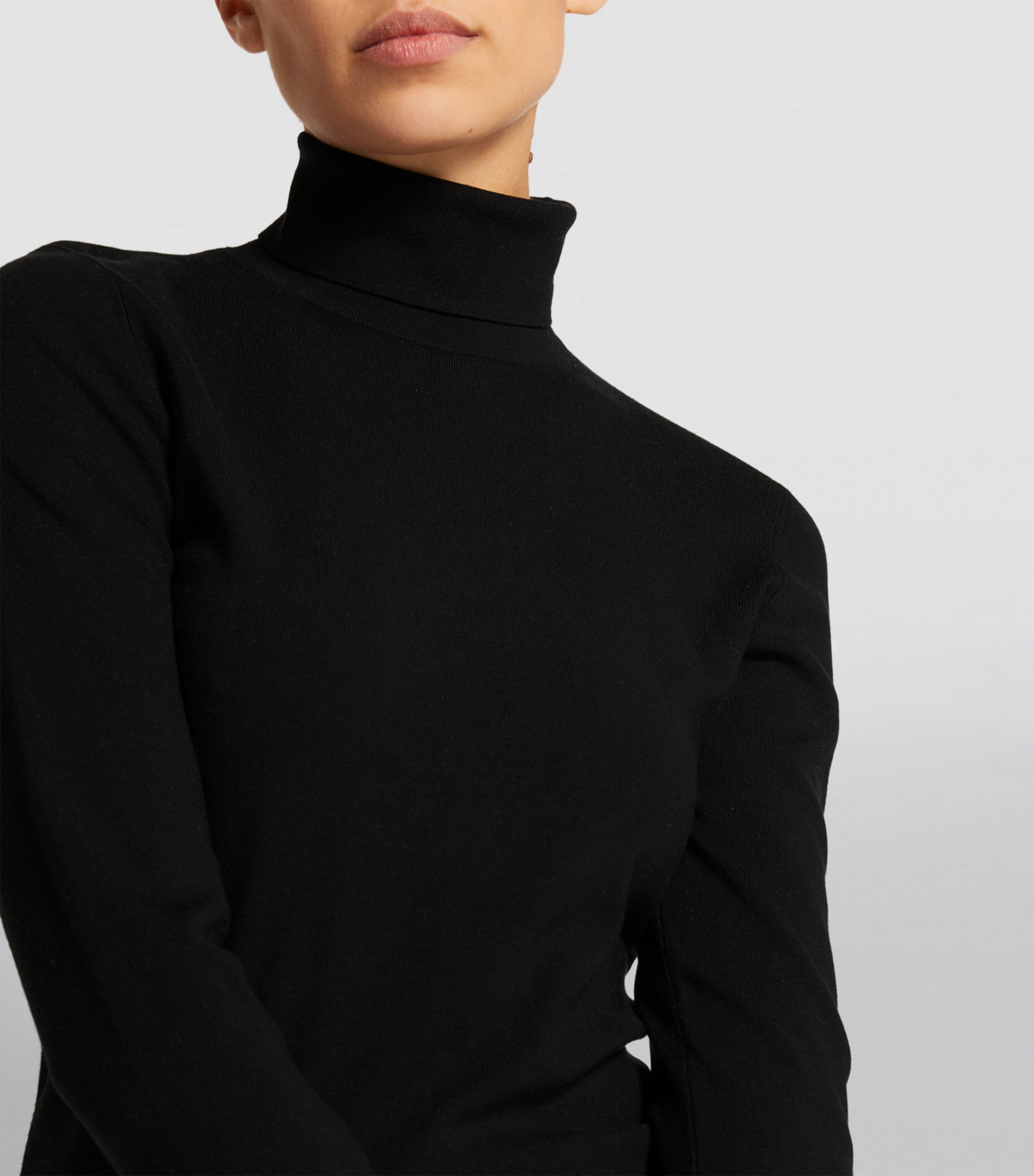 Silk Stretch High Neck Top BLACK Image 6