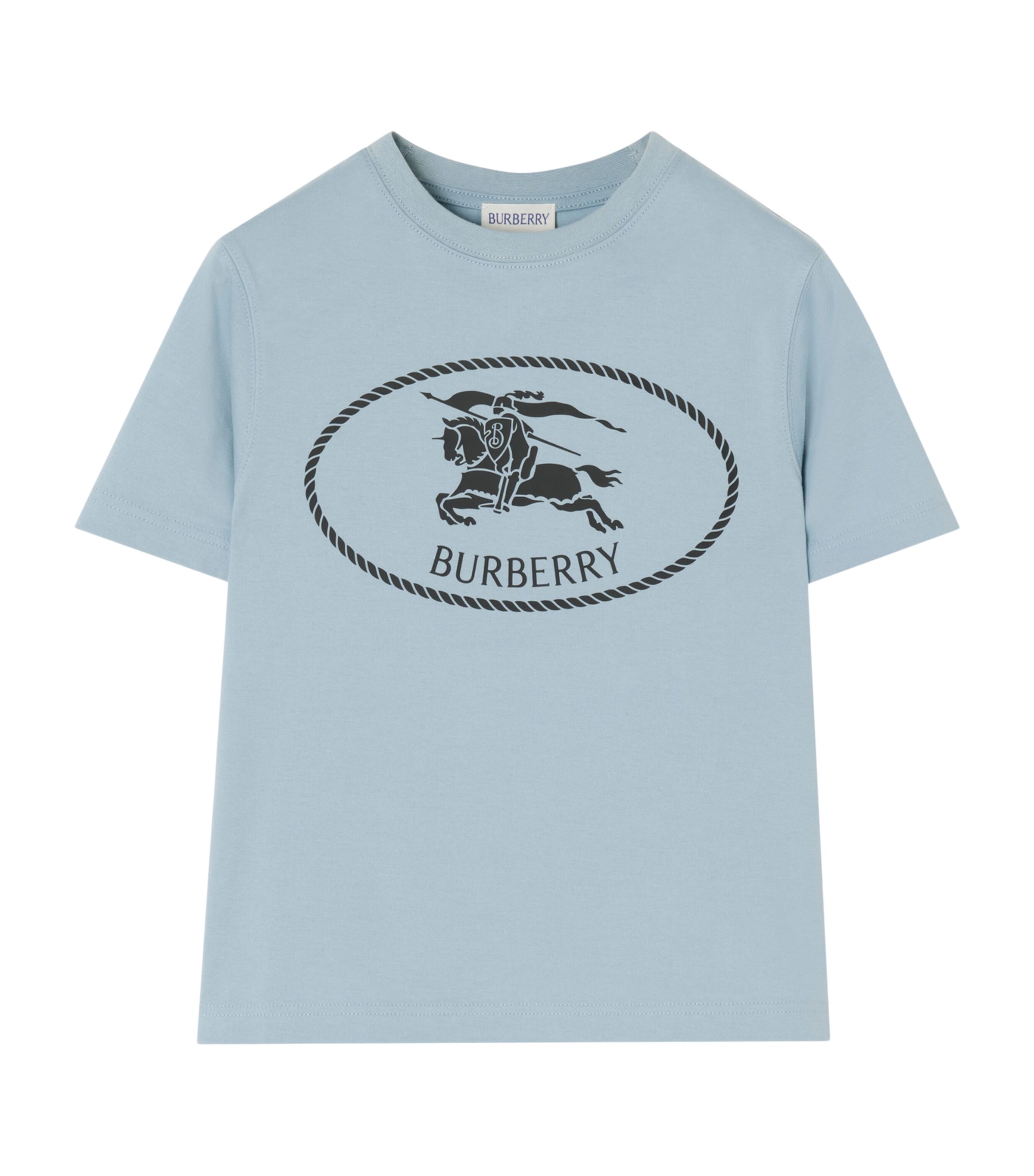 Burberry Kids Cotton EKD Stamp T-Shirt (4-12 Years) Misty Blue Image 1