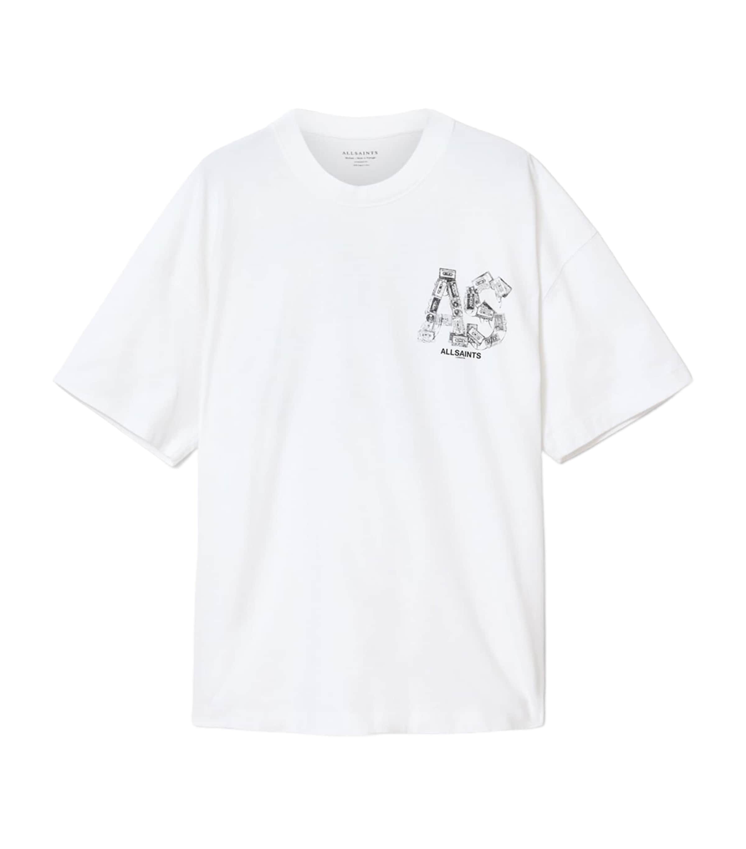 AllSaints Mens Organic Cotton Mixtape T-Shirt Optic White Image 1