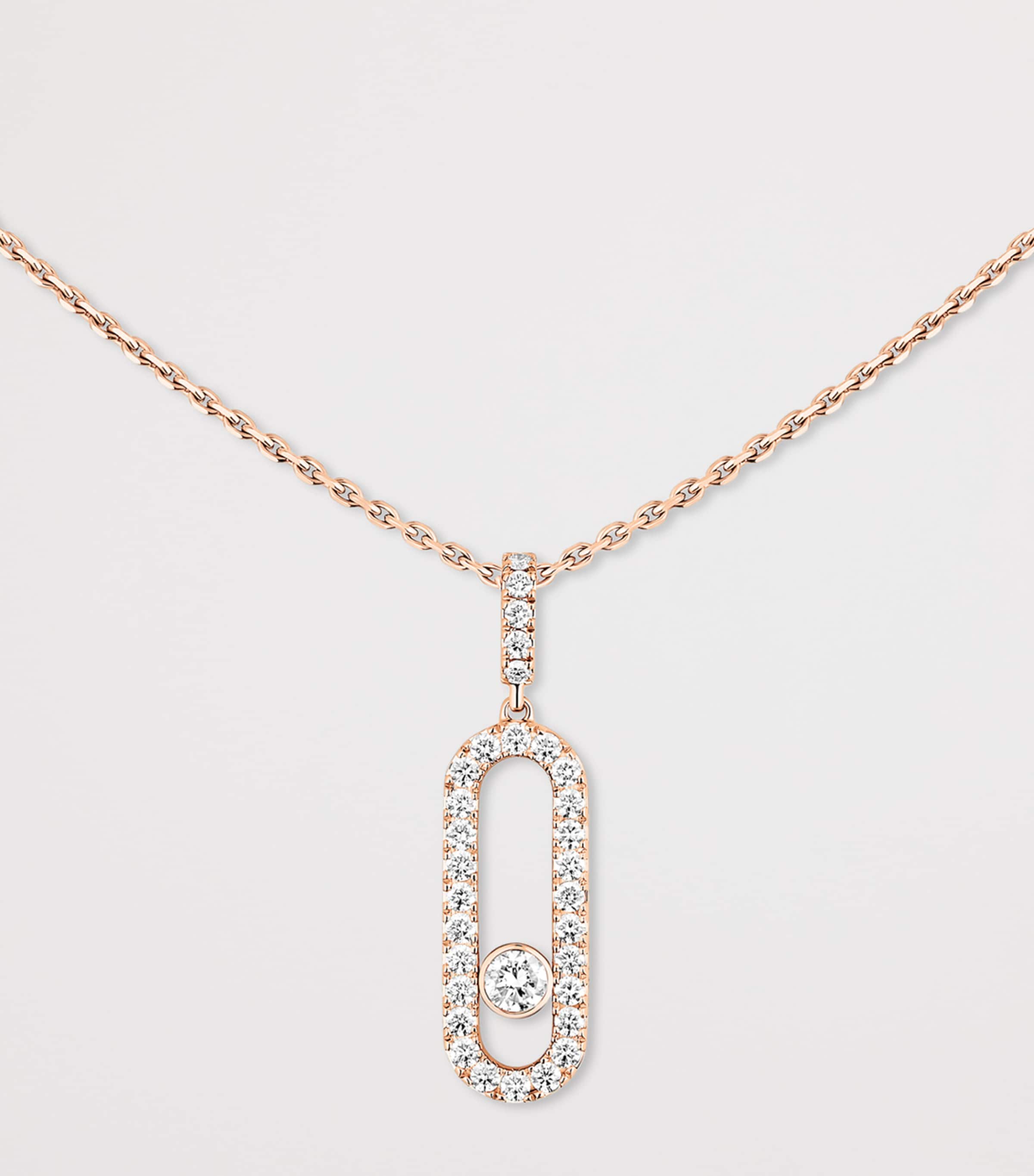 Messika Move Uno Rose Gold and Diamond Pendant Necklace Pink Gold Image 3