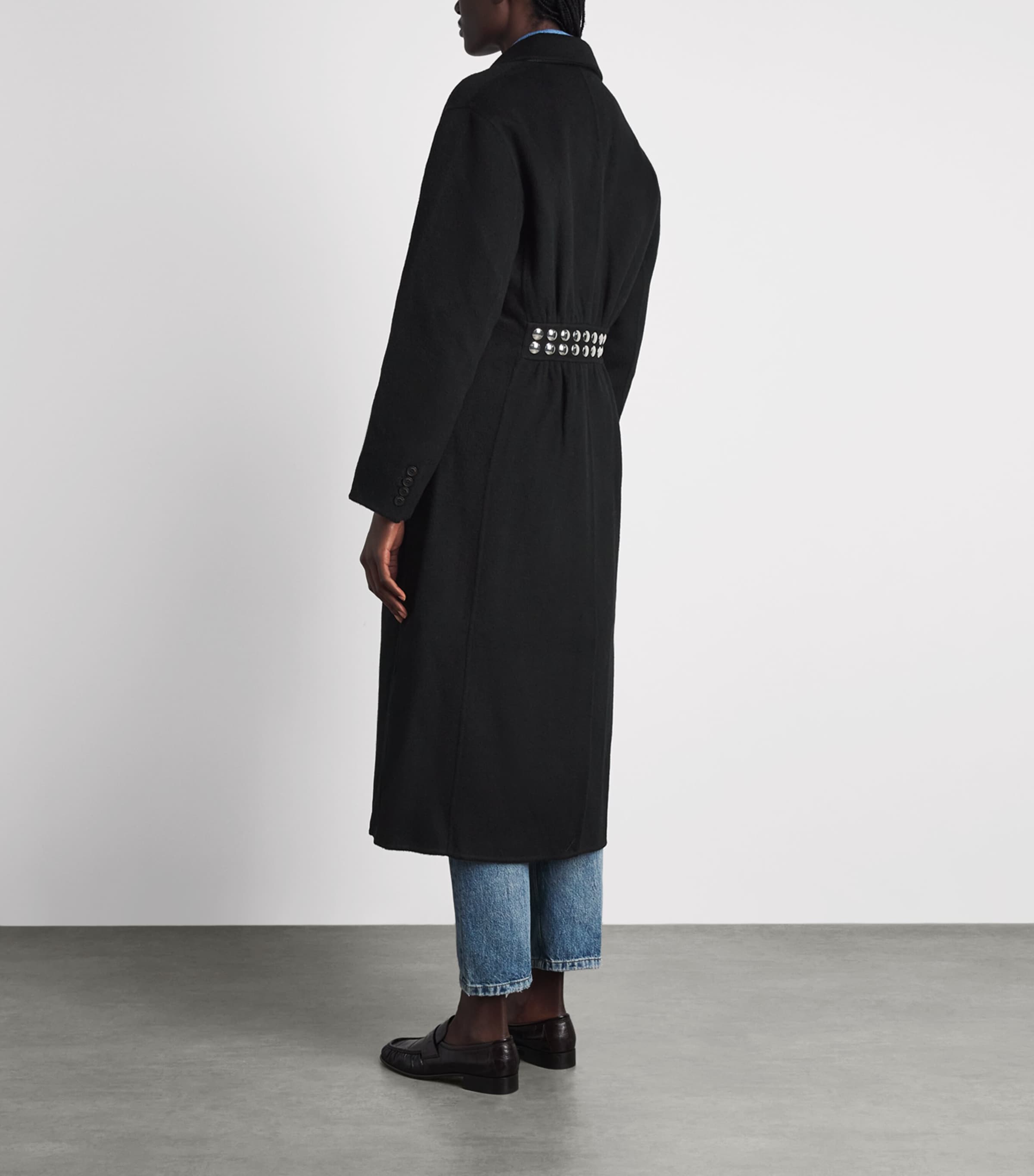 Sandro Paris Womens Wool Longline Coat Black Image 5