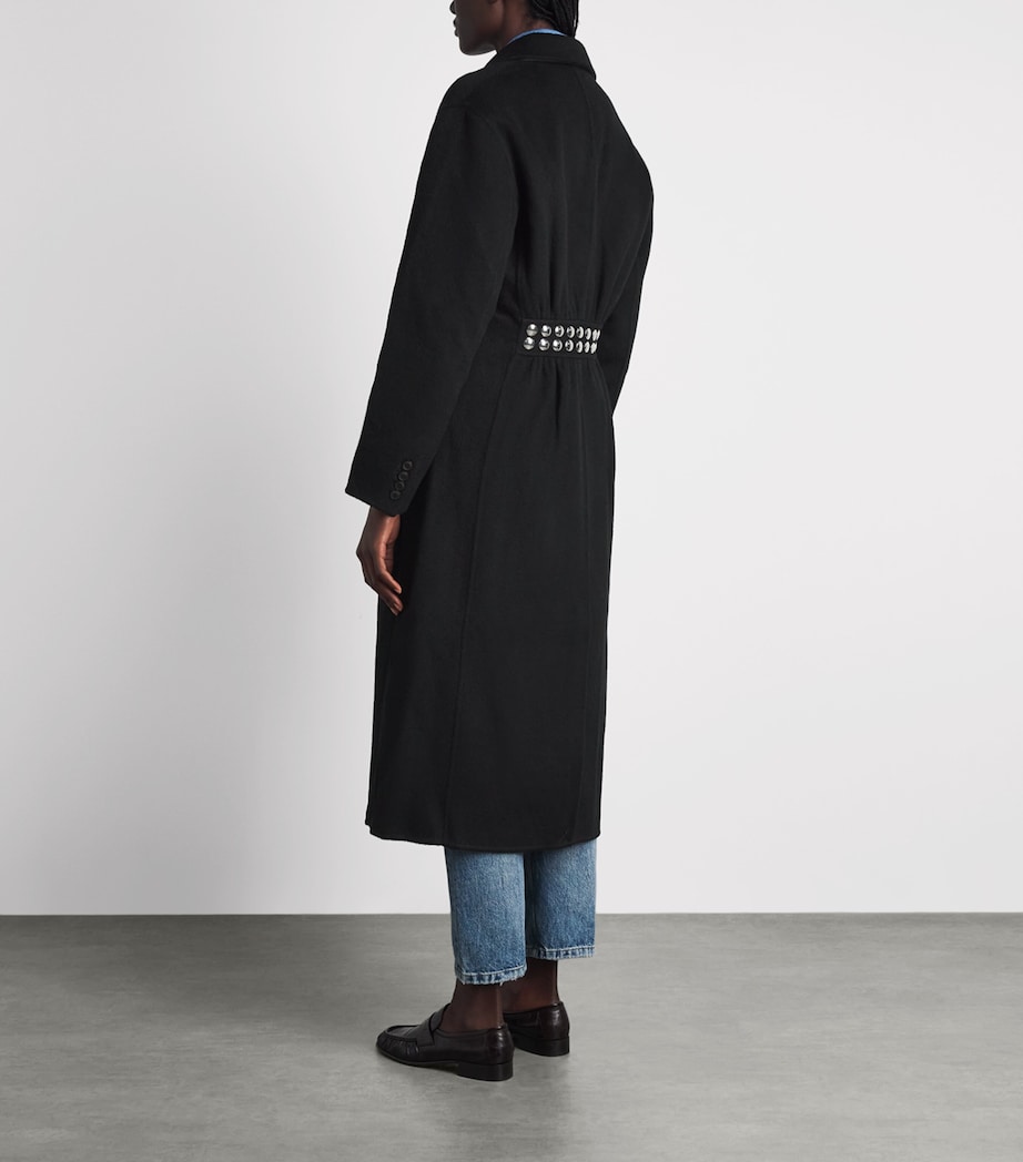 Sandro Paris Womens Wool Longline Coat Black Image 5