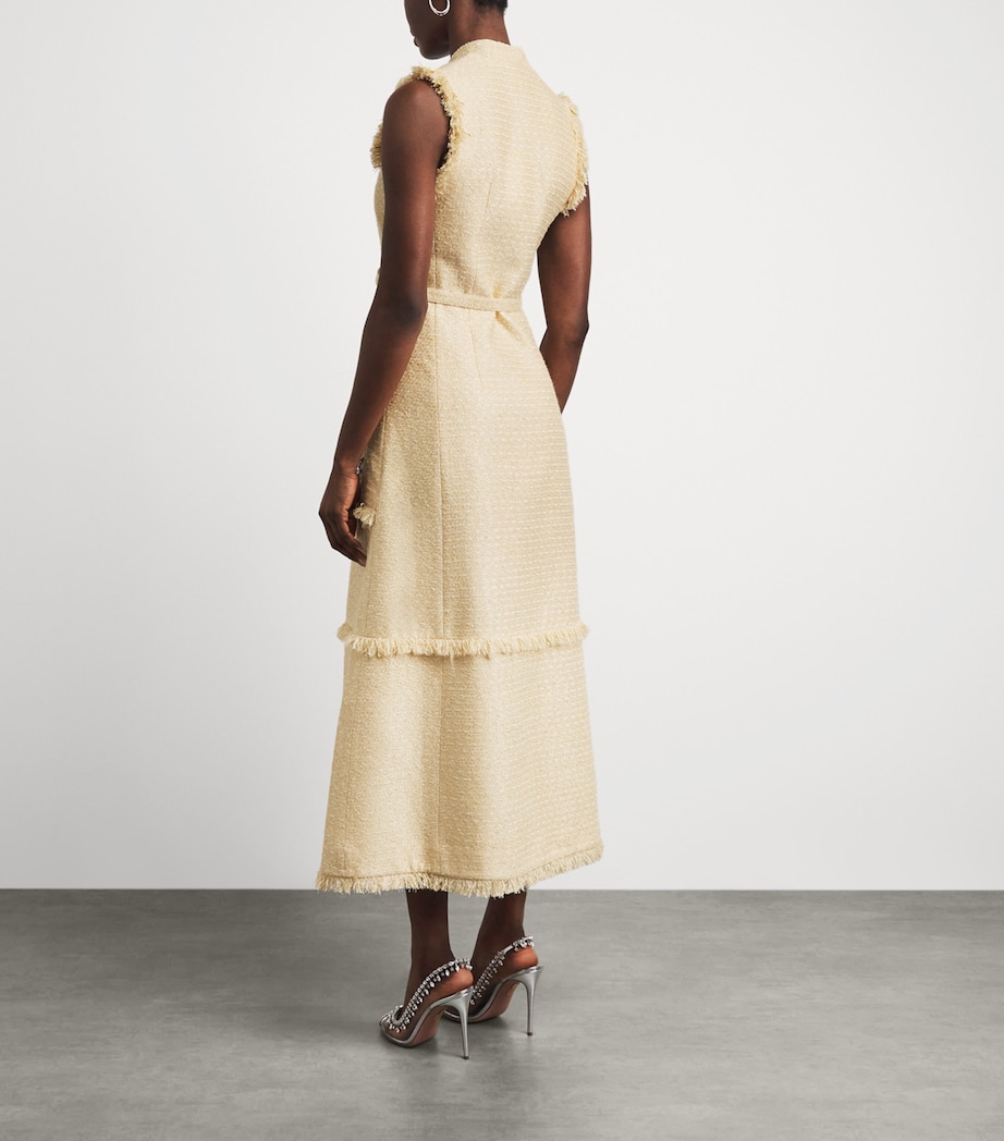 Huishan Zhang Womens Tweed Corinthe Midi Dress Pale Yellow Image 4