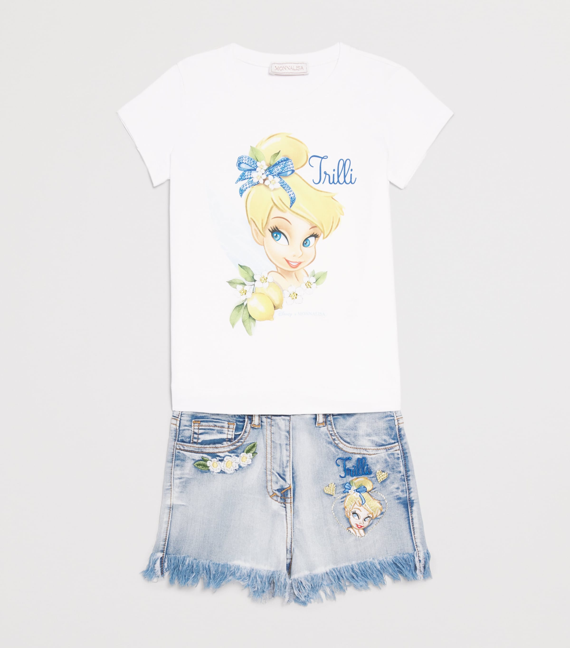 Monnalisa x Disney Stretch-Cotton Tinker Bell T-Shirt (2-12 Years) Optical White Image 3