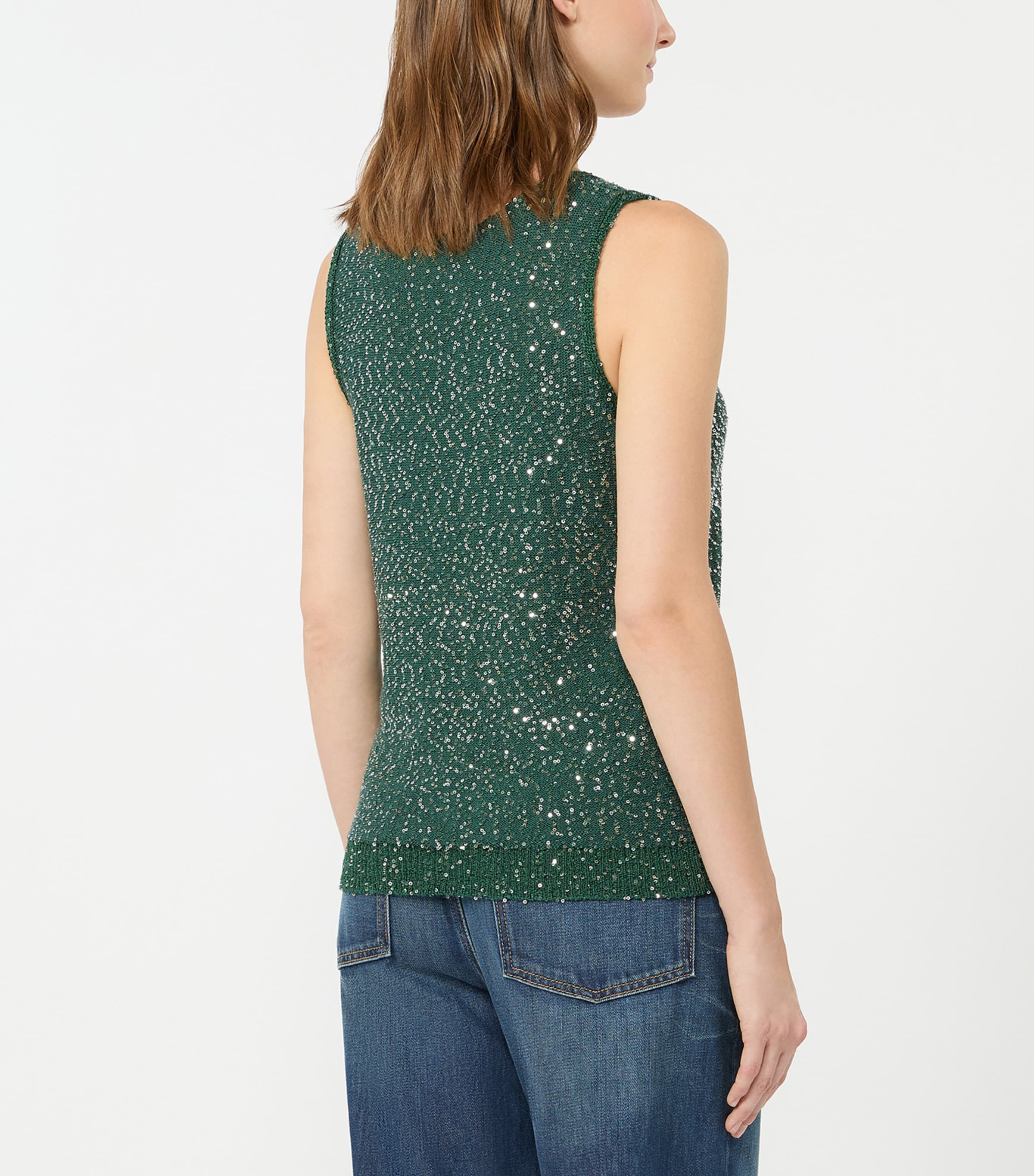 Weekend Max Mara Womens Knitted Sequin Tank Top Green Image 3