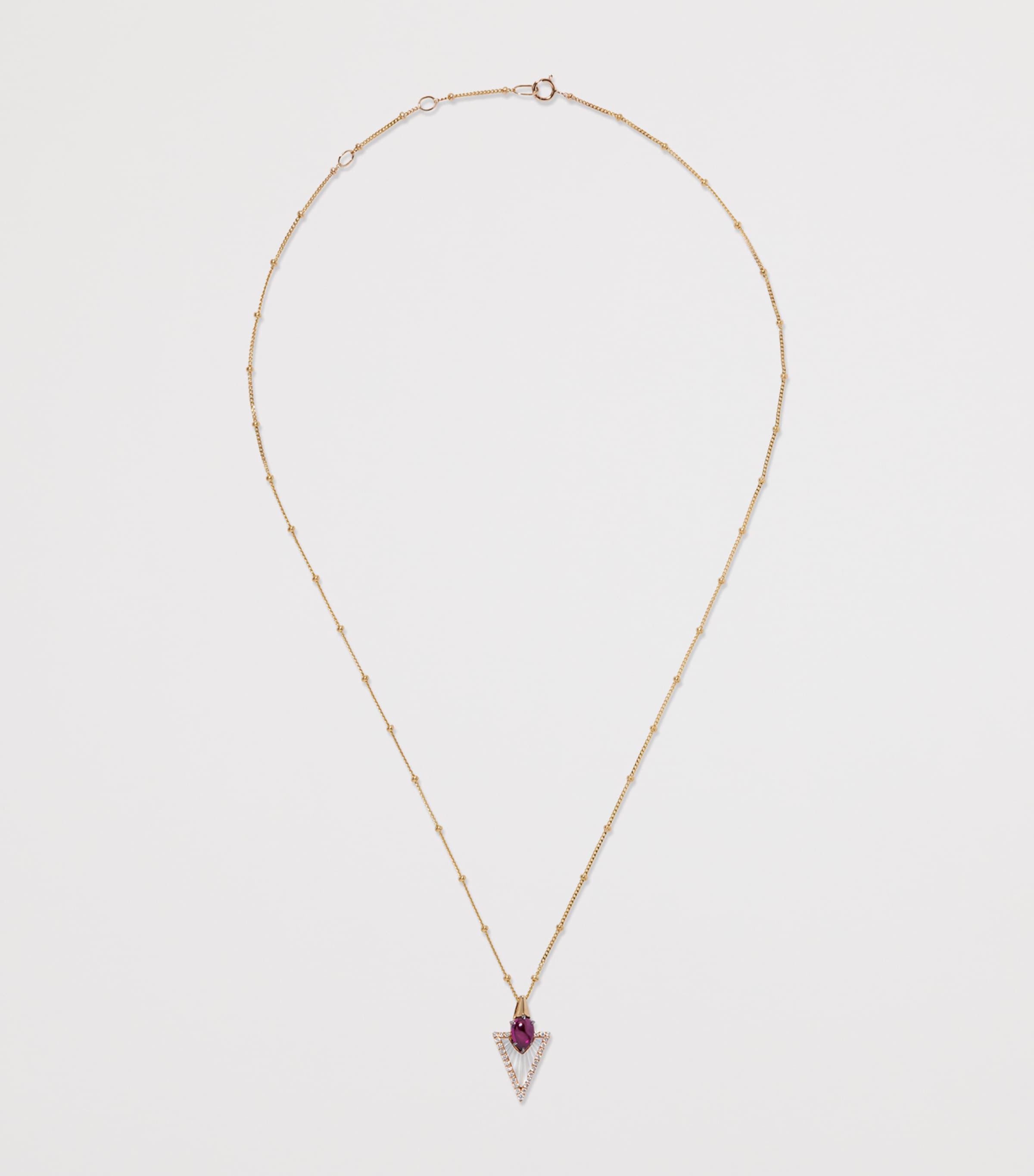 Yellow Gold, Diamond, Rhodolite and Mother-of-Pearl Flight Arrow Necklace YELLOW GOLD Image 2