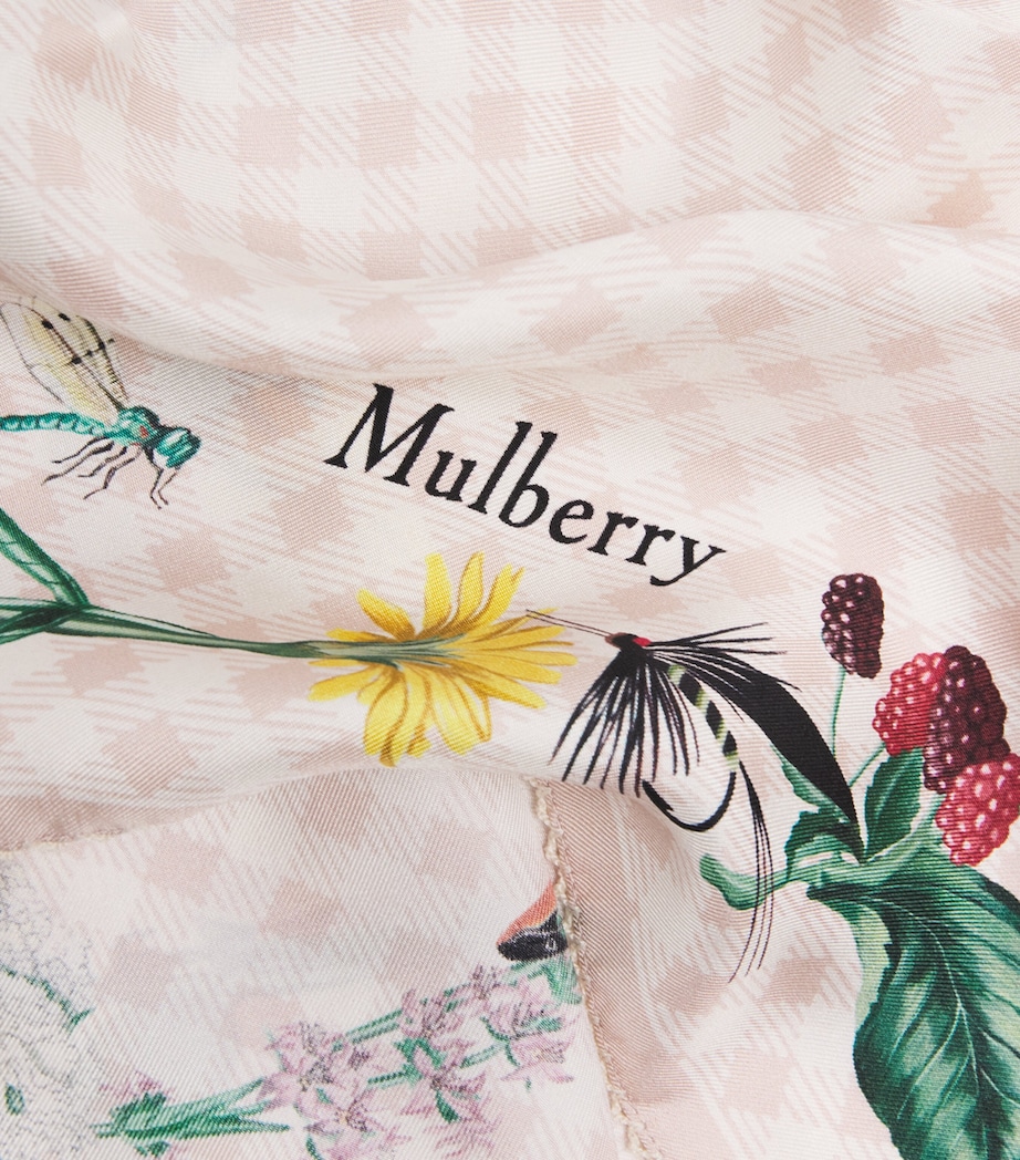 Mulberry Organic Silk Riverside Square Scarf Blossom Pink Image 4