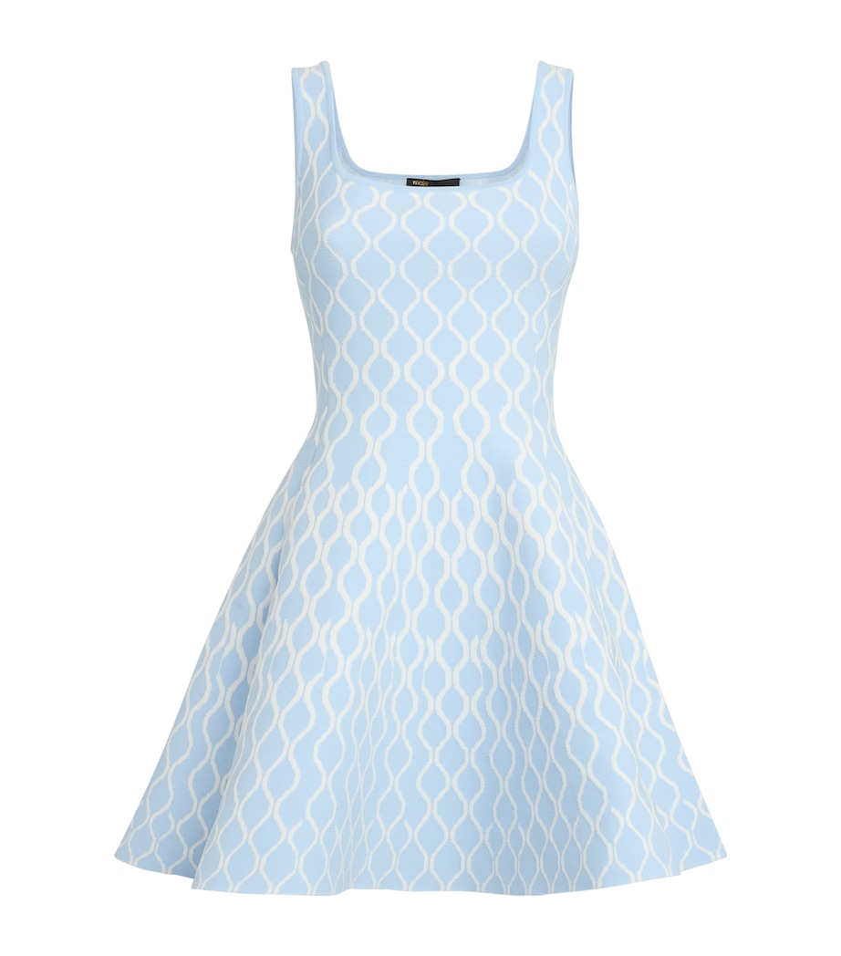 Maje Womens Jacquard Mini Dress Blue/white Image 1