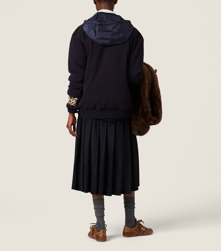 Waxed Suede Pleated Midi Skirt F0008 Image 3