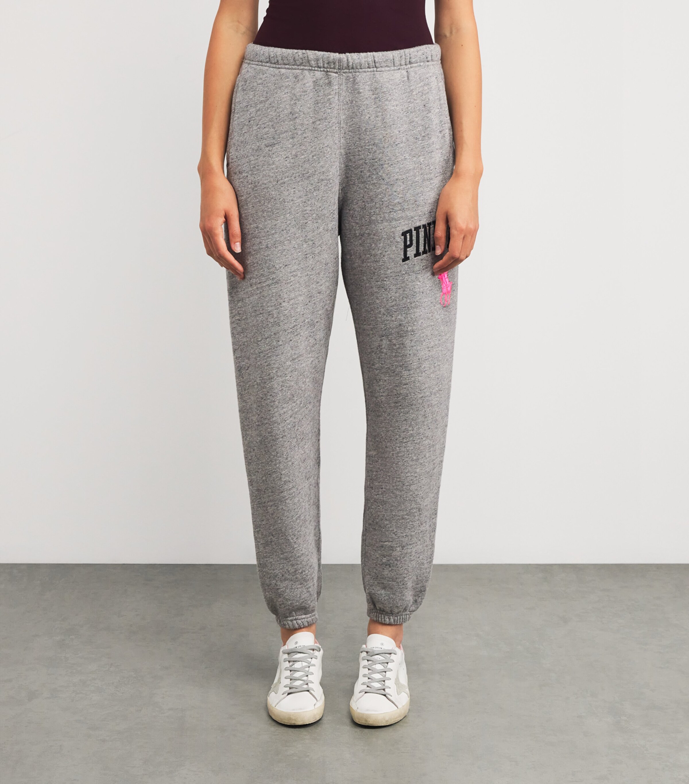 Polo Ralph Lauren Womens Cotton-Blend Pink Pony Sweatpants Dark Vintage Heather Image 3