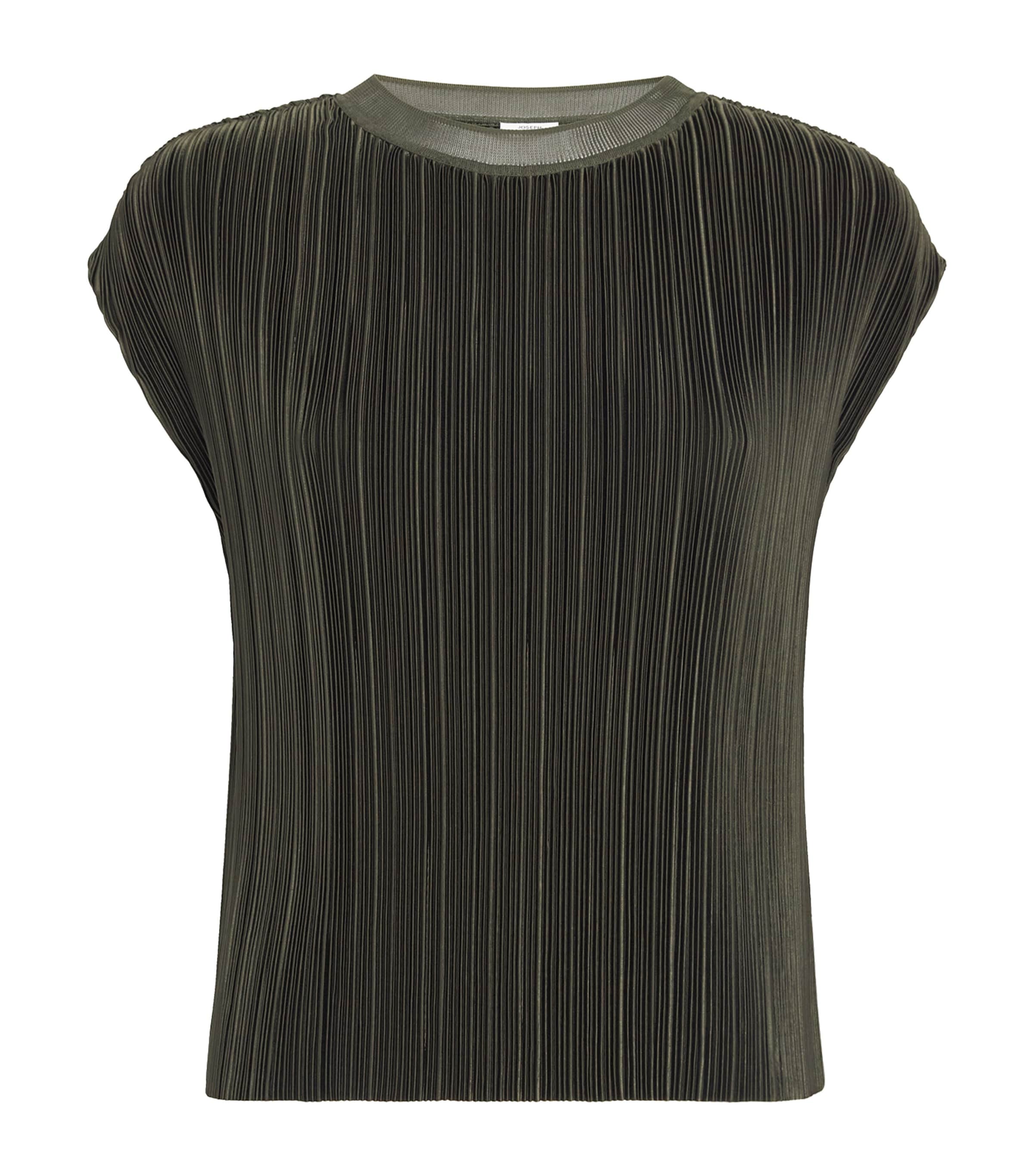 Joseph Womens Satin Pleated Cedre Top Palm Leaf Image 1