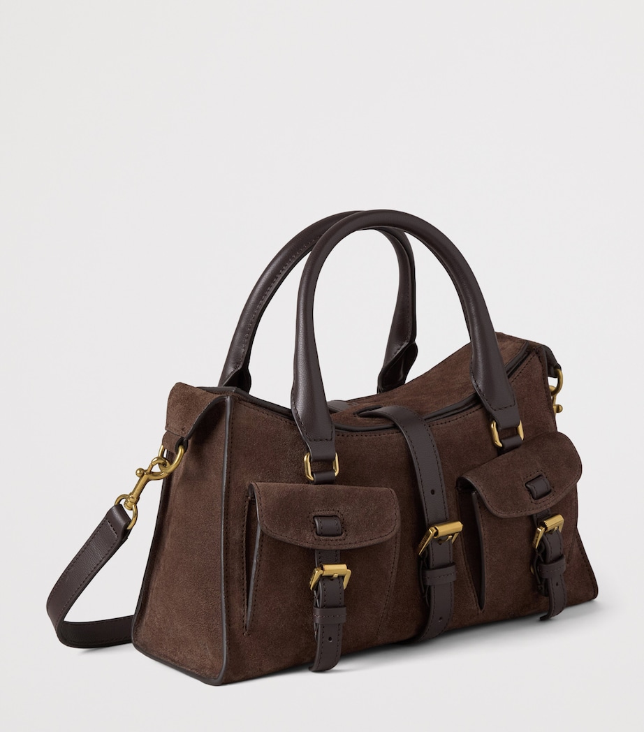 Small Suede Roxanne Top-Handle Bag CHOCOLATE Image 2