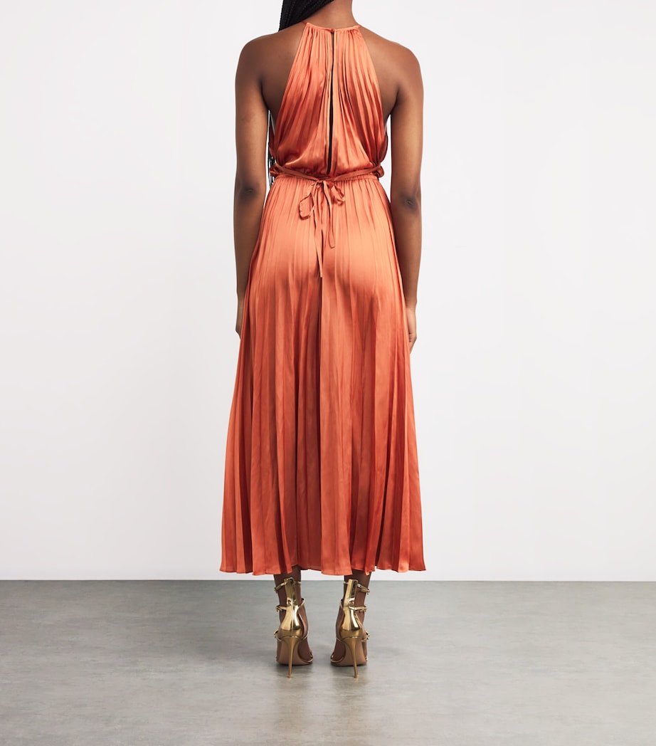 Satin Pleated Midi Dress TERRACOTA Image 3