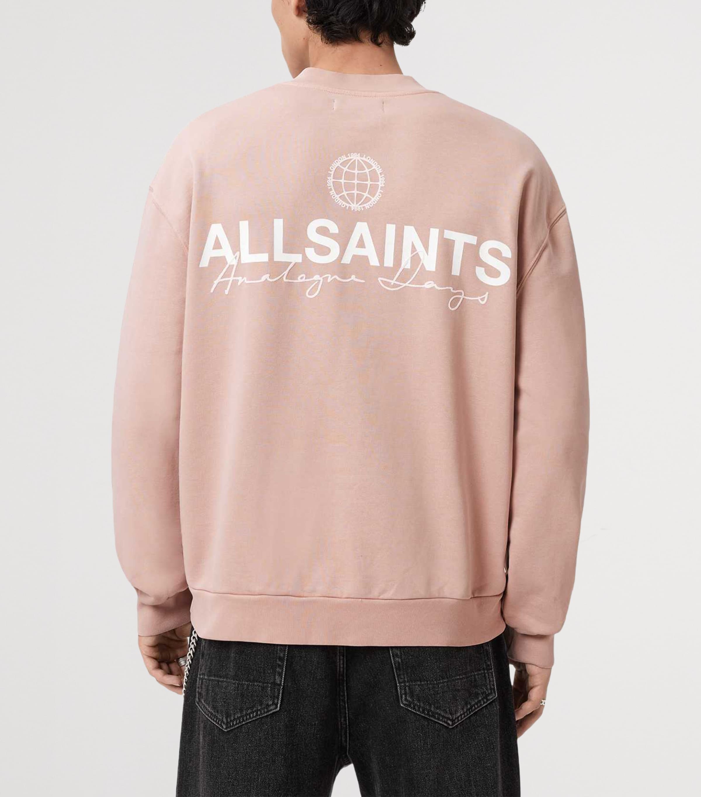 AllSaints Mens Organic Cotton Emblem Sweatshirt Sunbaked Pink Image 4