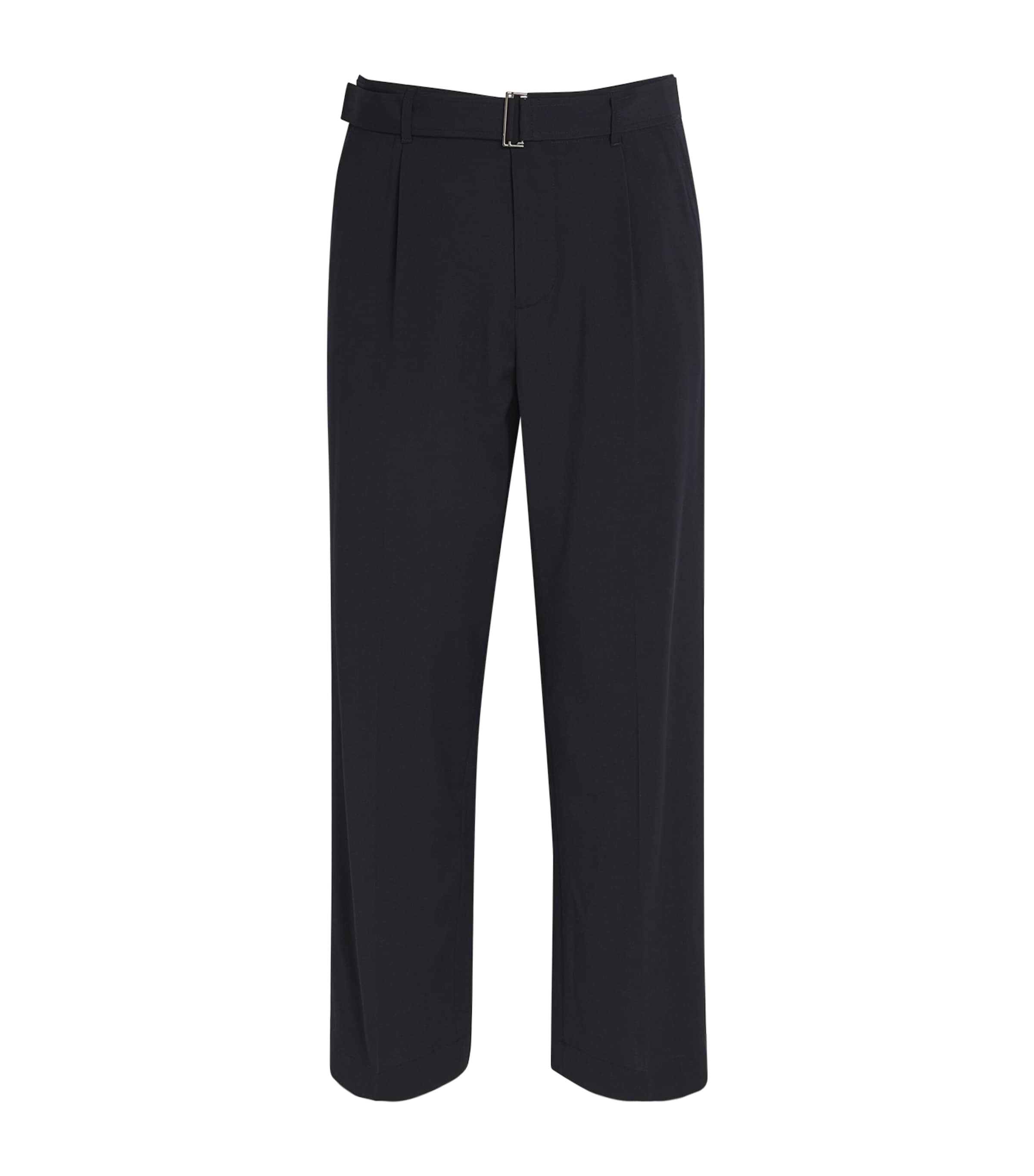 Le 17 Septembre Wool-blend Belted Tailored Trousers In Navy