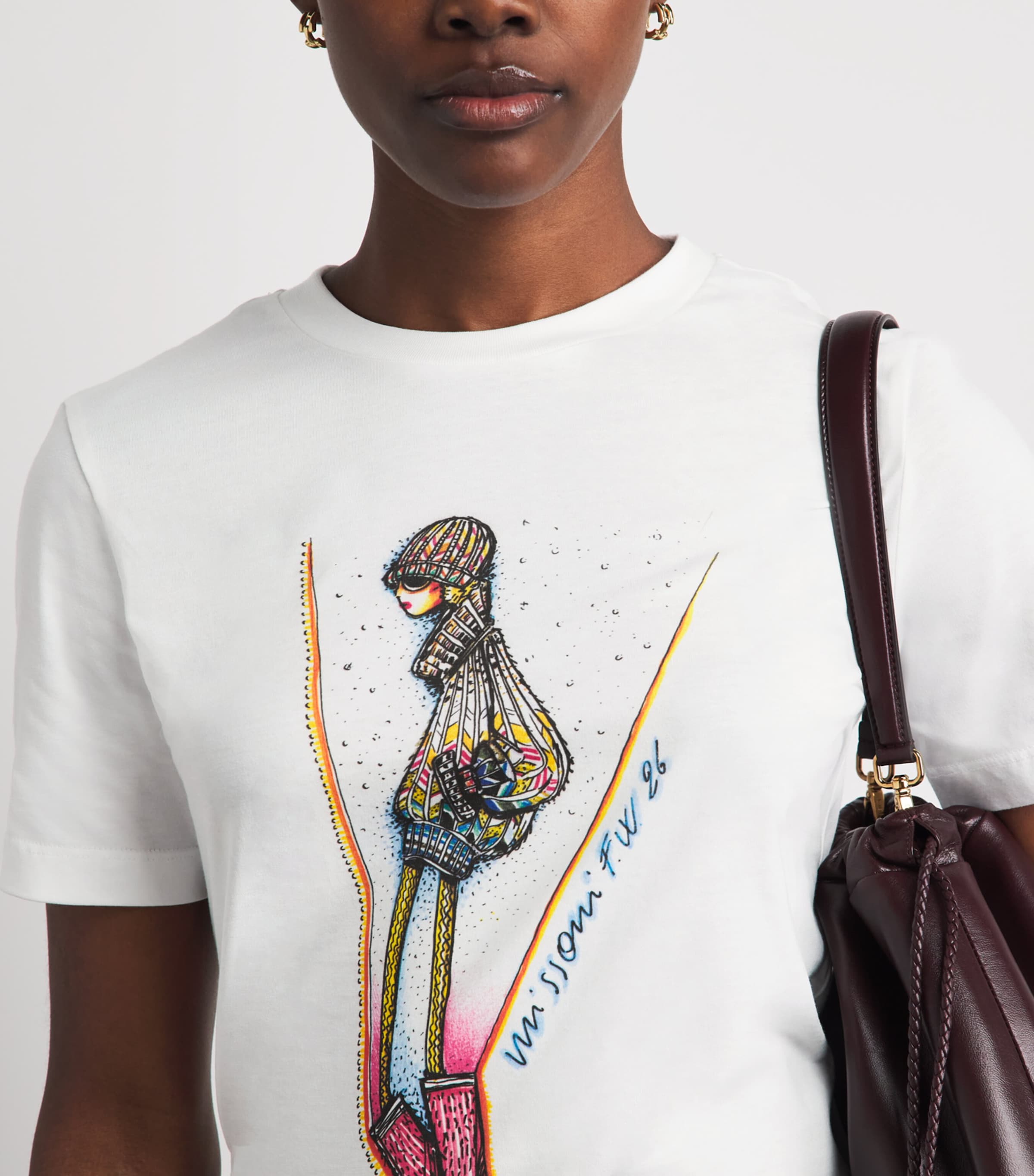 Missoni Womens Cotton Printed T-Shirt Prnt On Wt Bse Image 3