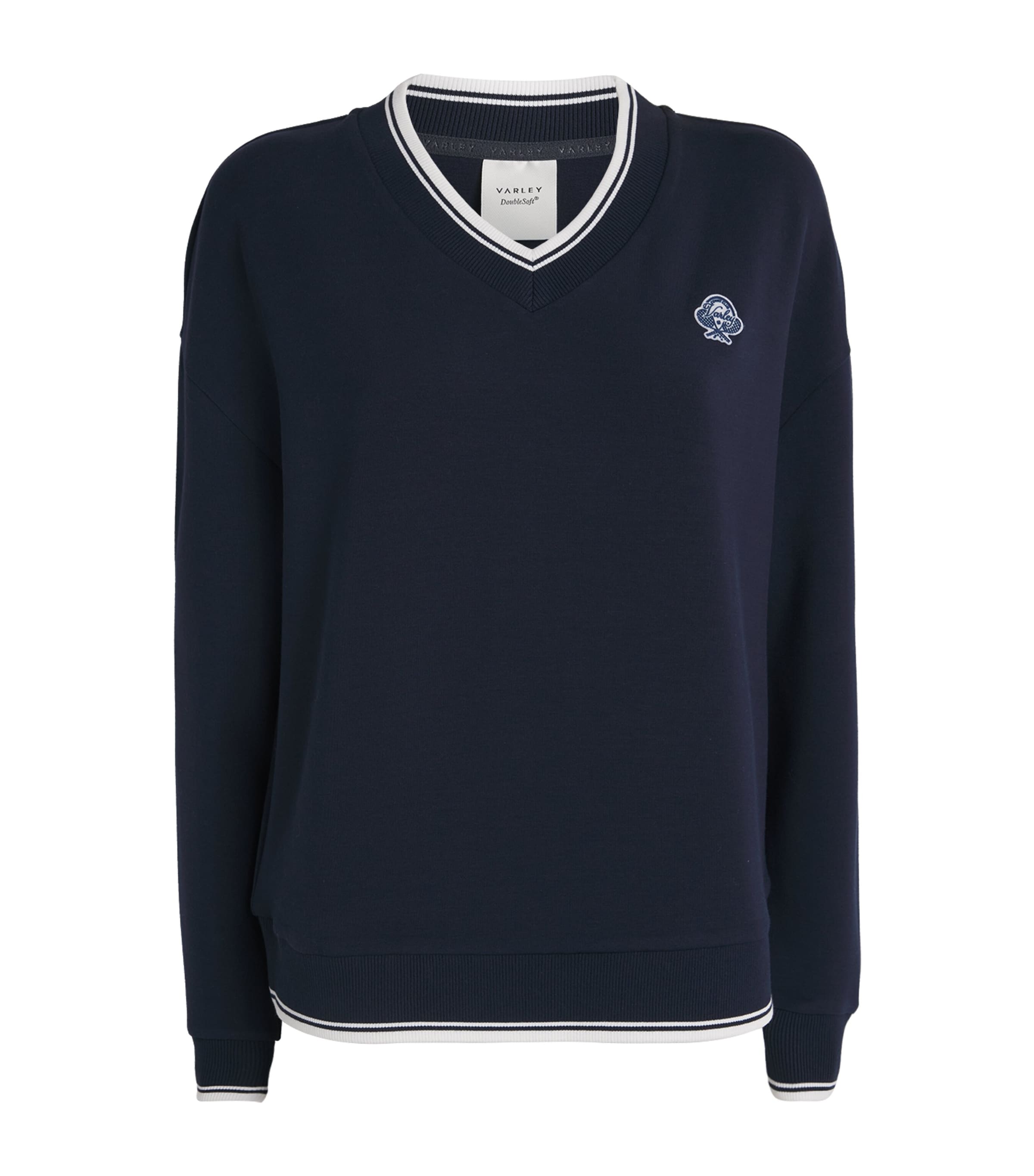 Varley Womens Navy Iona Embroidered-logo Knitted Jumper Xs In Blue
