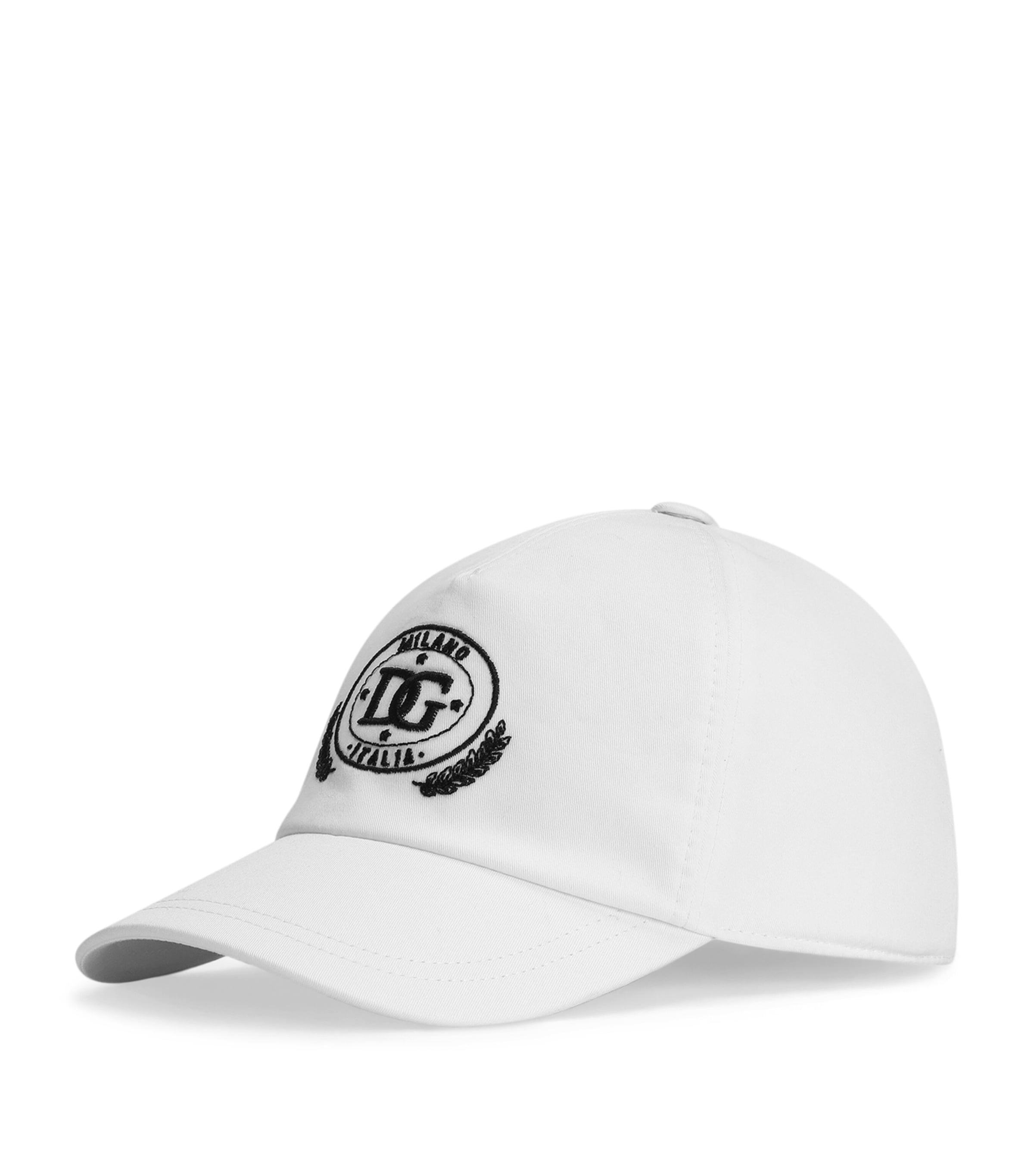 Dolce & Gabbana Twill Peaked Baseball Hat With Embroidery In White