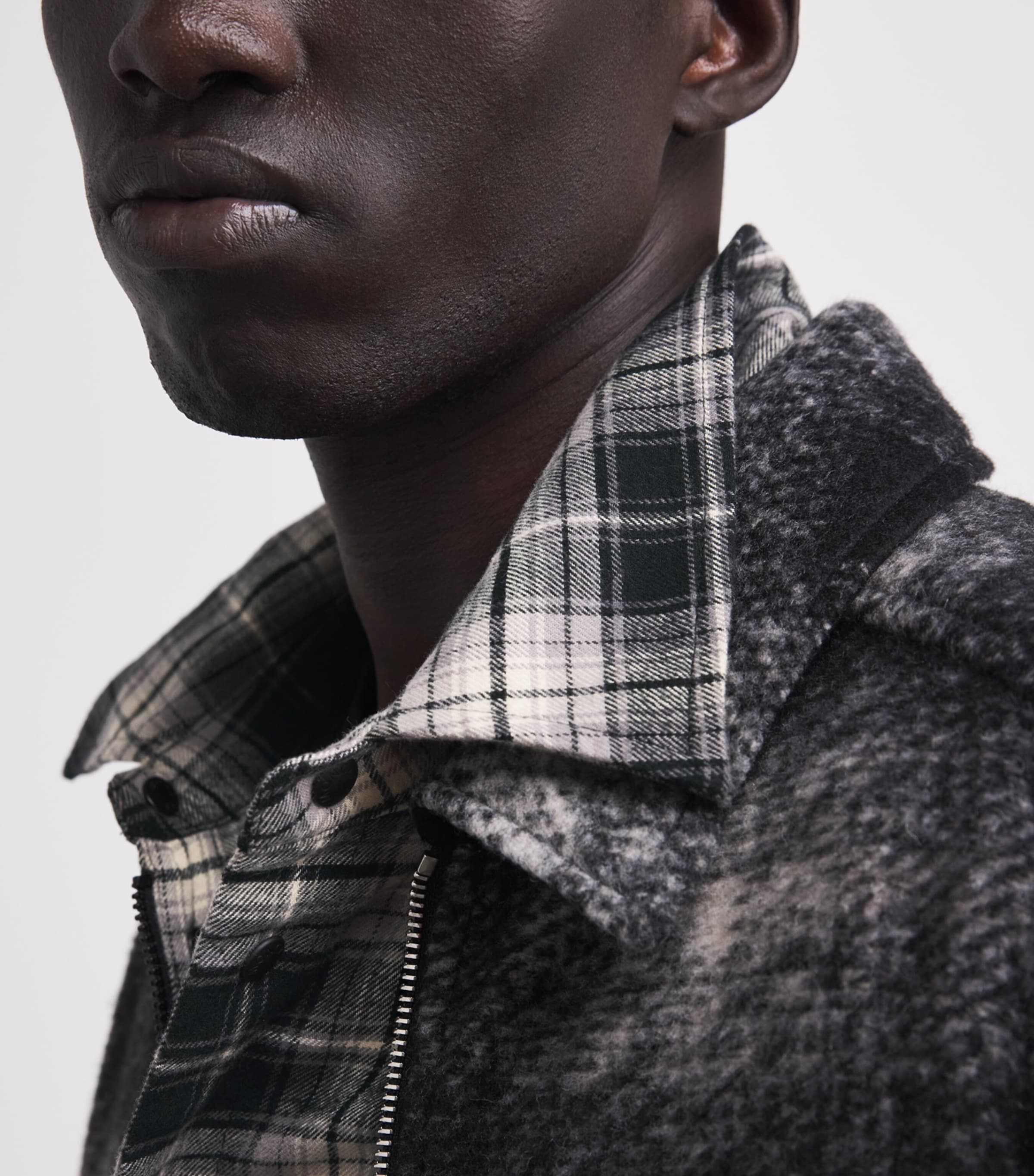 Moncler Mens Cotton Check Zip-Up Shirt Image 3