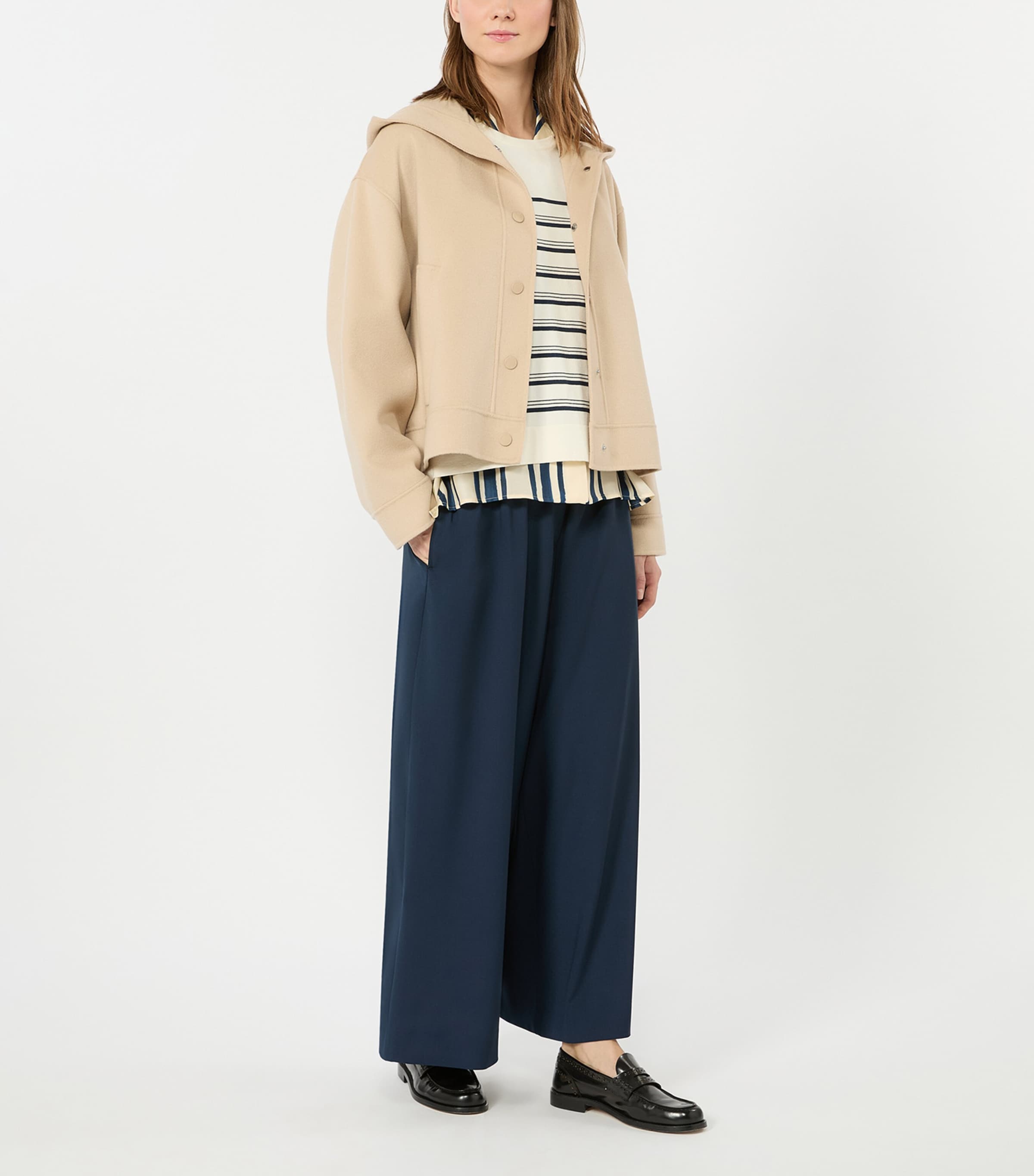 Weekend Max Mara Womens Virgin Wool Drawstring Trousers Navy Image 4
