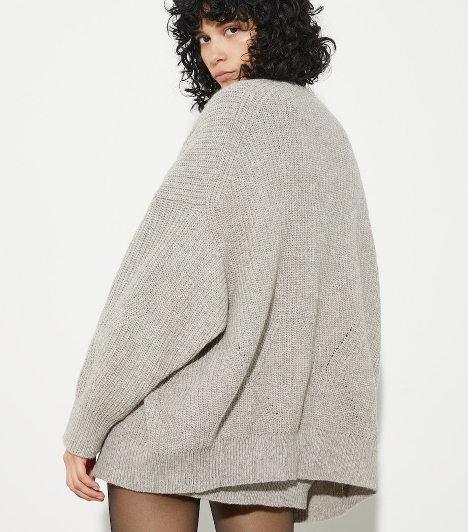 Wool-Blend Oversized Cardigan SAND Image 4