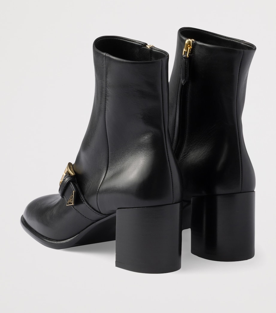 Prada Leather Buckle Booties Ankle Boots 65 Black Image 4