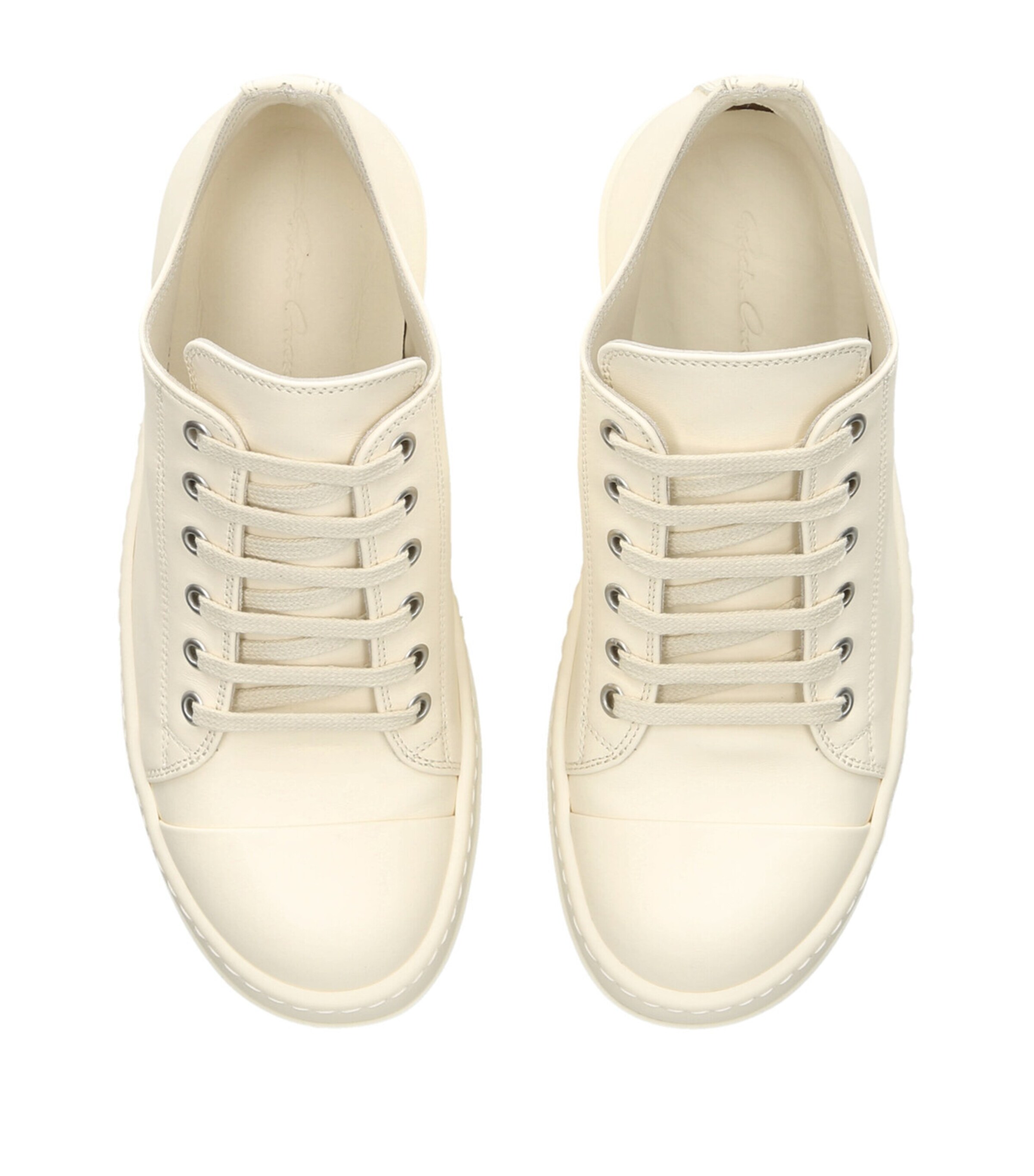 Rick Owens Leather Low-Top Sneakers White Image 4