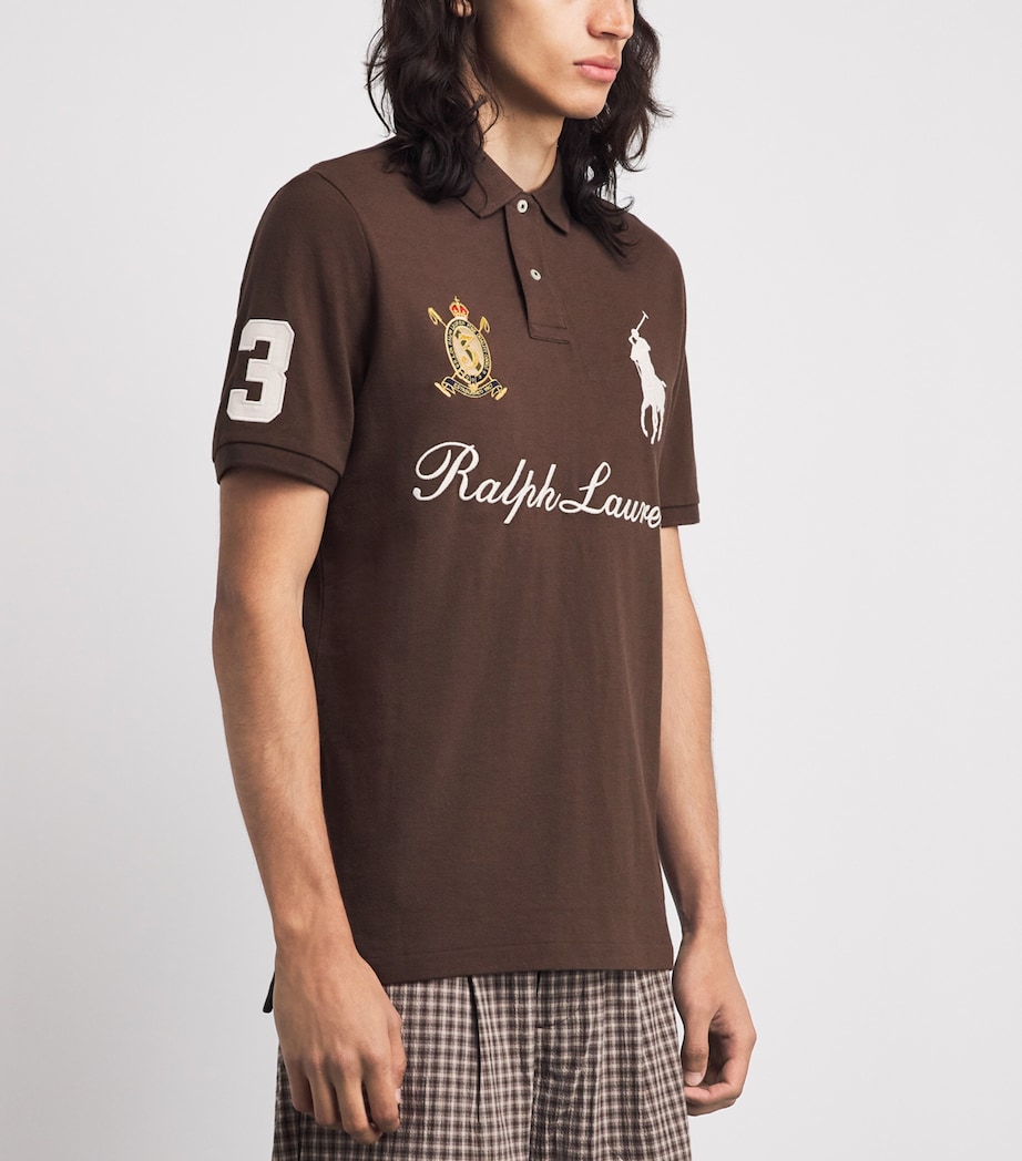 Polo Ralph Lauren Mens Mesh Signature Logo Polo Shirt Nutmeg Brown Image 4