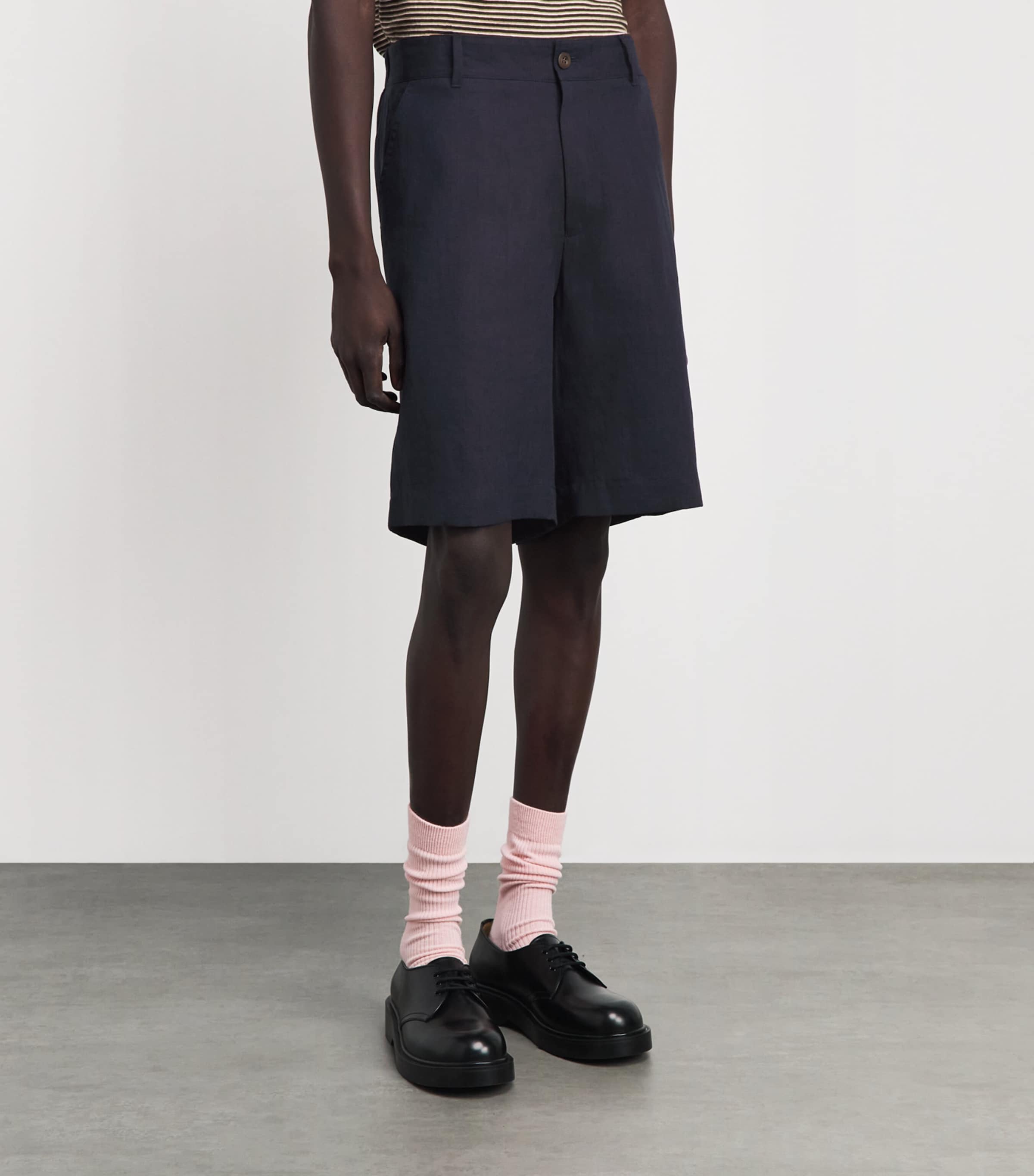 Paul Smith Mens Linen Chino Shorts Dark Navy Image 4