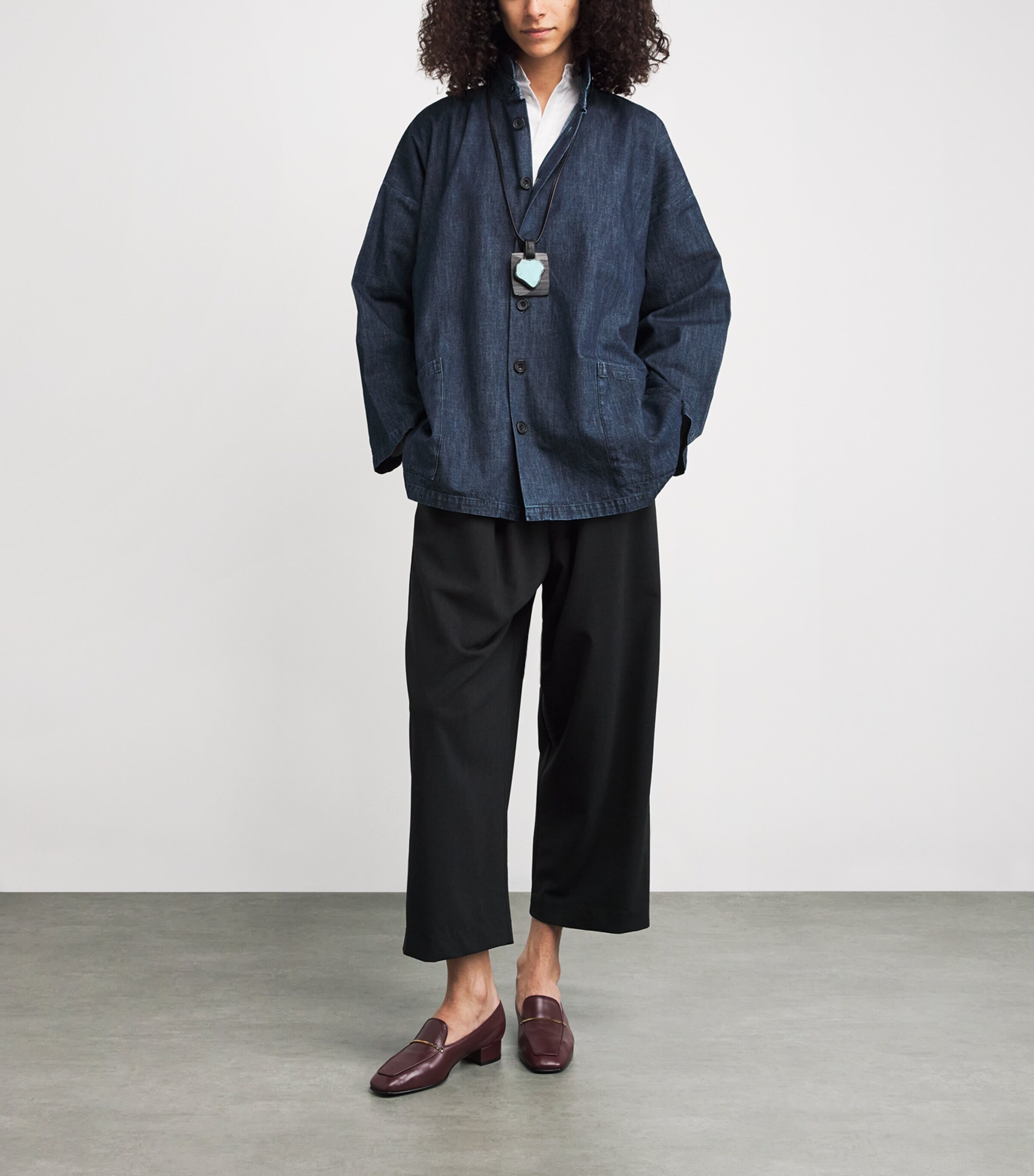 Denim Double Stand-Collar Shirt JEANDARK Image 2