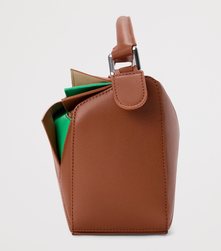 LOEWE Womens Small Leather Layers Puzzle Top-Handle Bag Multicolor Squirrel Image 3