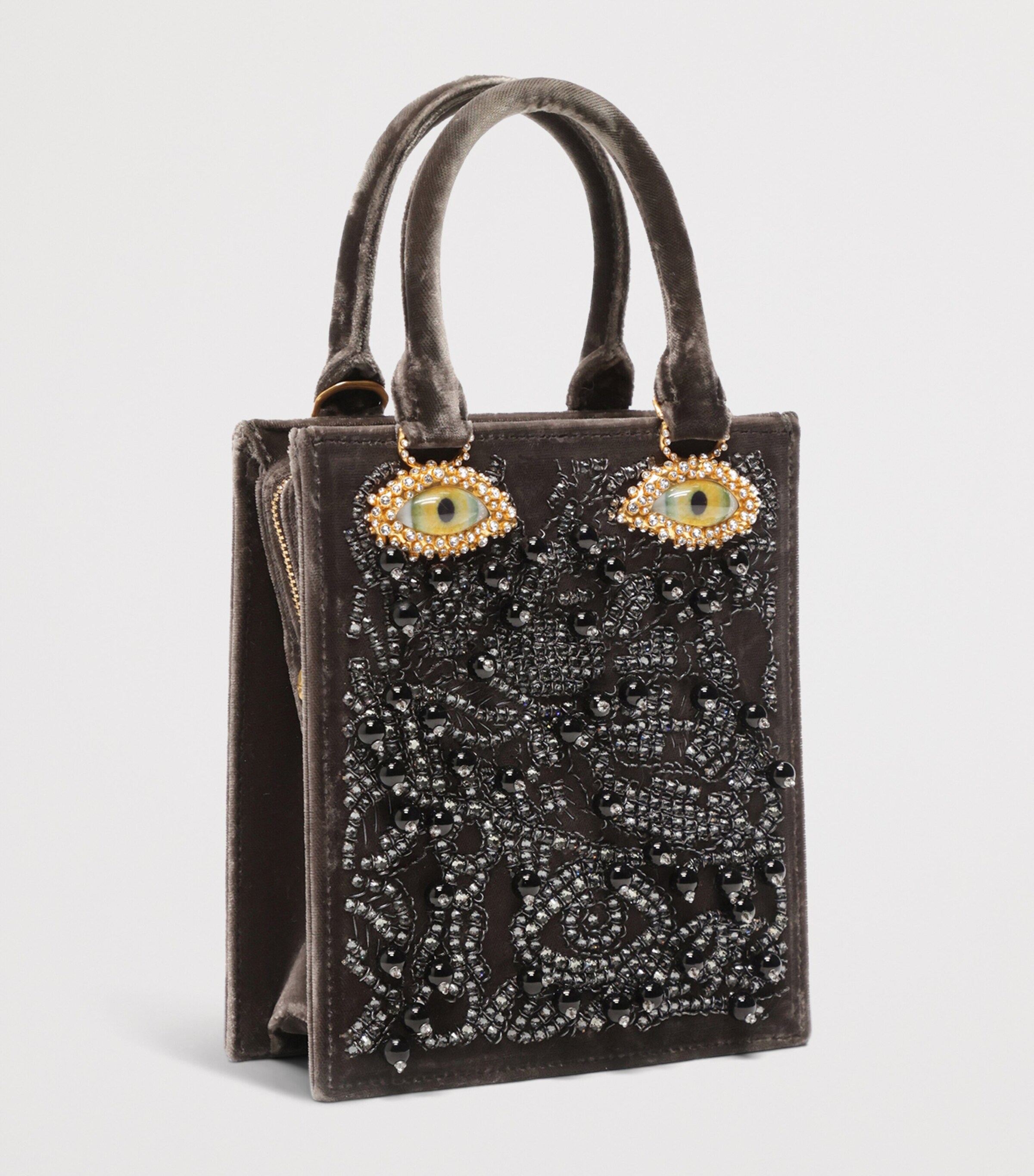 Mini Velvet Face Top-Handle Bag 803 TAUPE Image 3