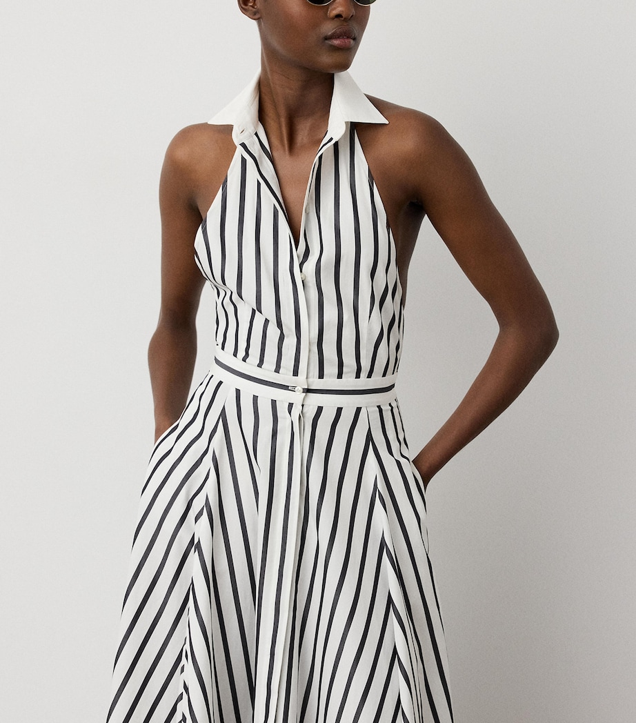 Ralph Lauren Collection Womens Cotton Stripe Eldred Maxi Dress Black/white Image 3