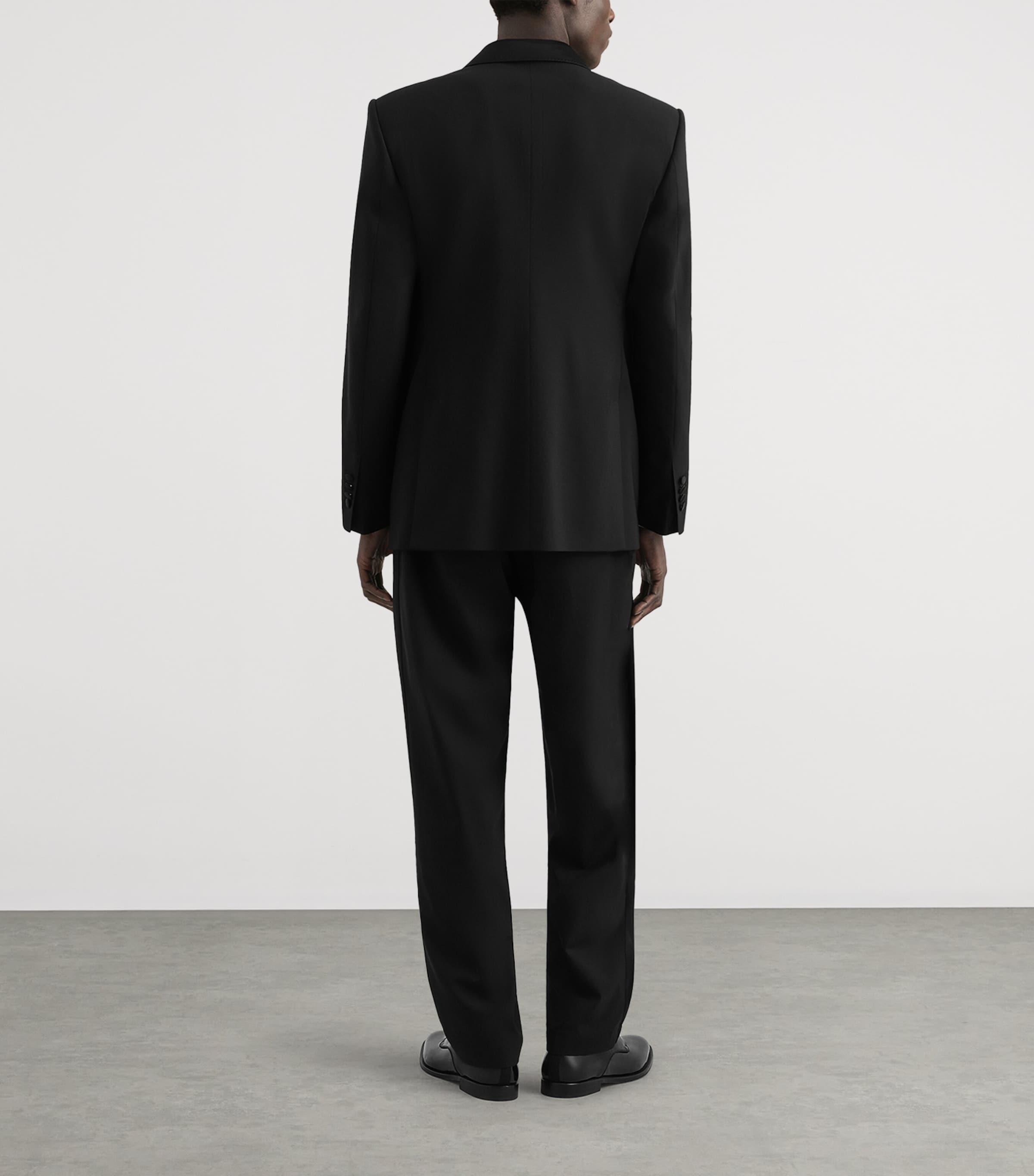 Dolce&Gabbana Mens Virgin Wool-Silk Double-Breasted Blazer Black Image 3